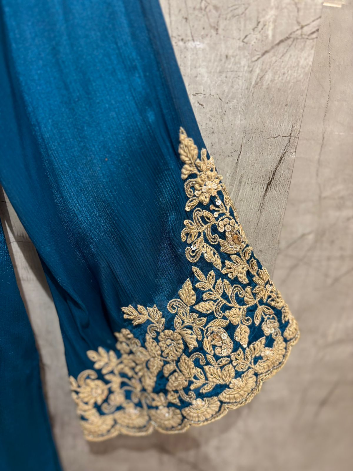 "Avani" Peacock Blue Designer Sharara party Kurtha set