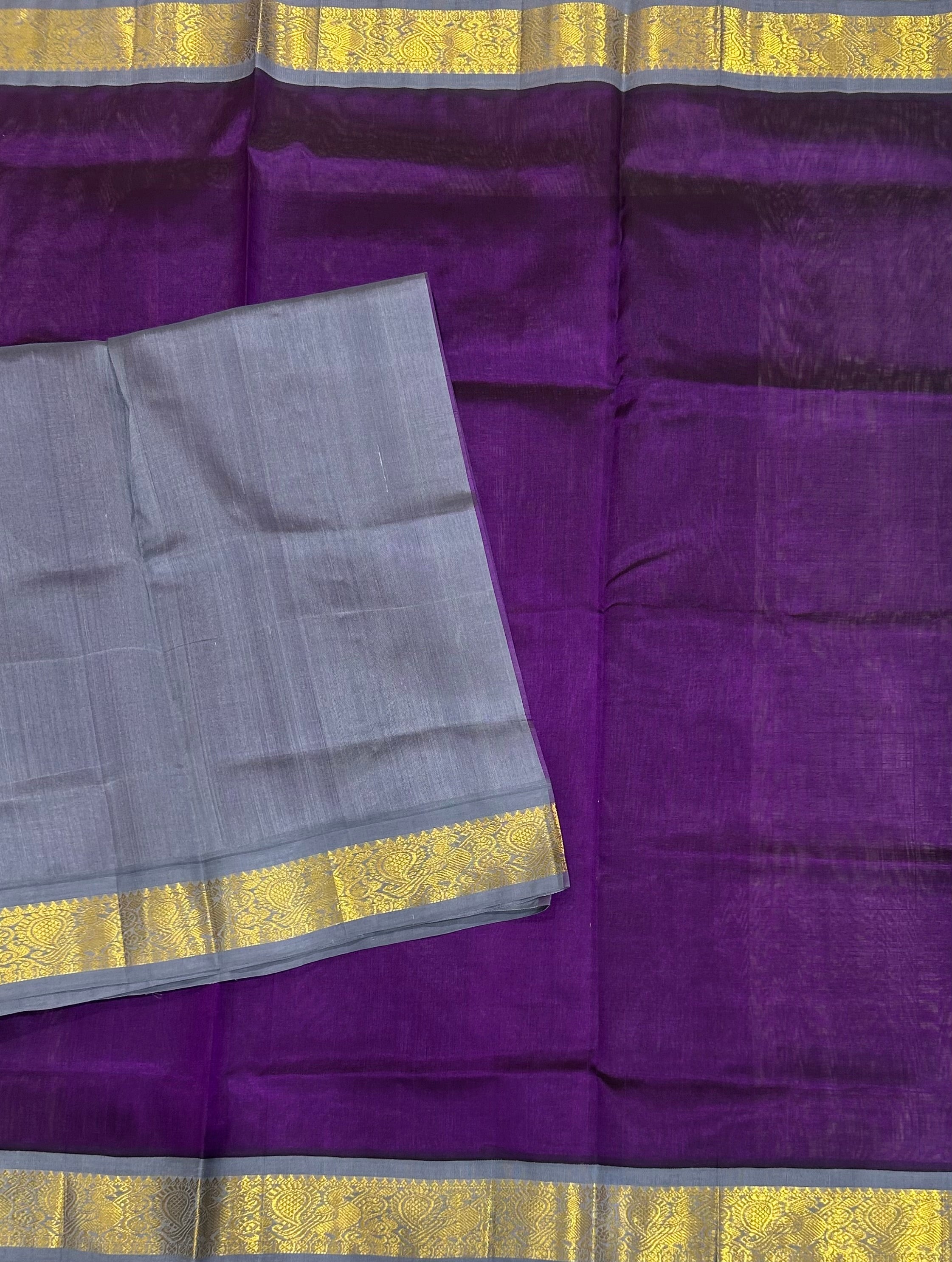 Purple small border pure cotton silk 104 saree