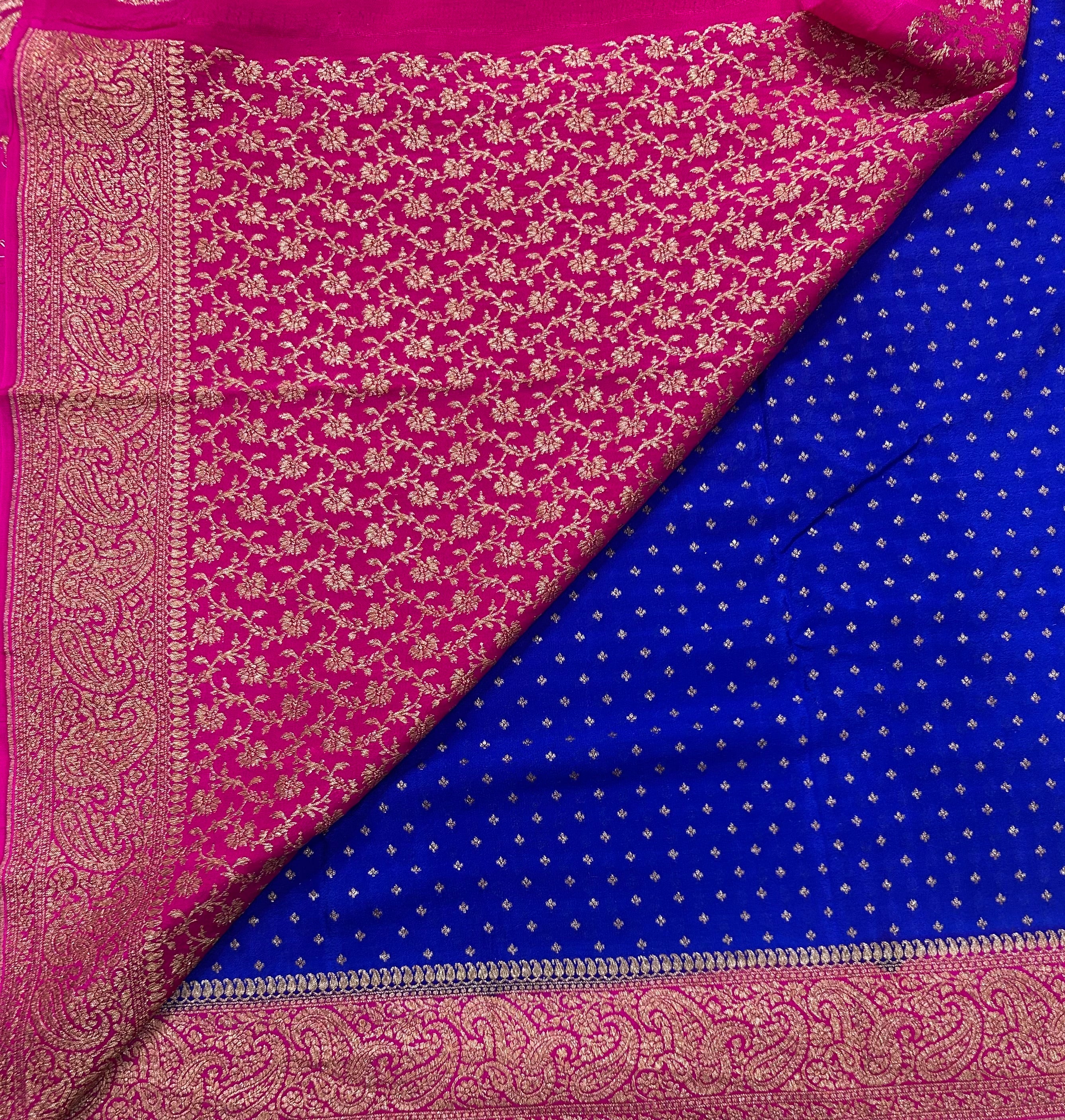 Royal blue small Butta pure Benarasi crepe 106 saree