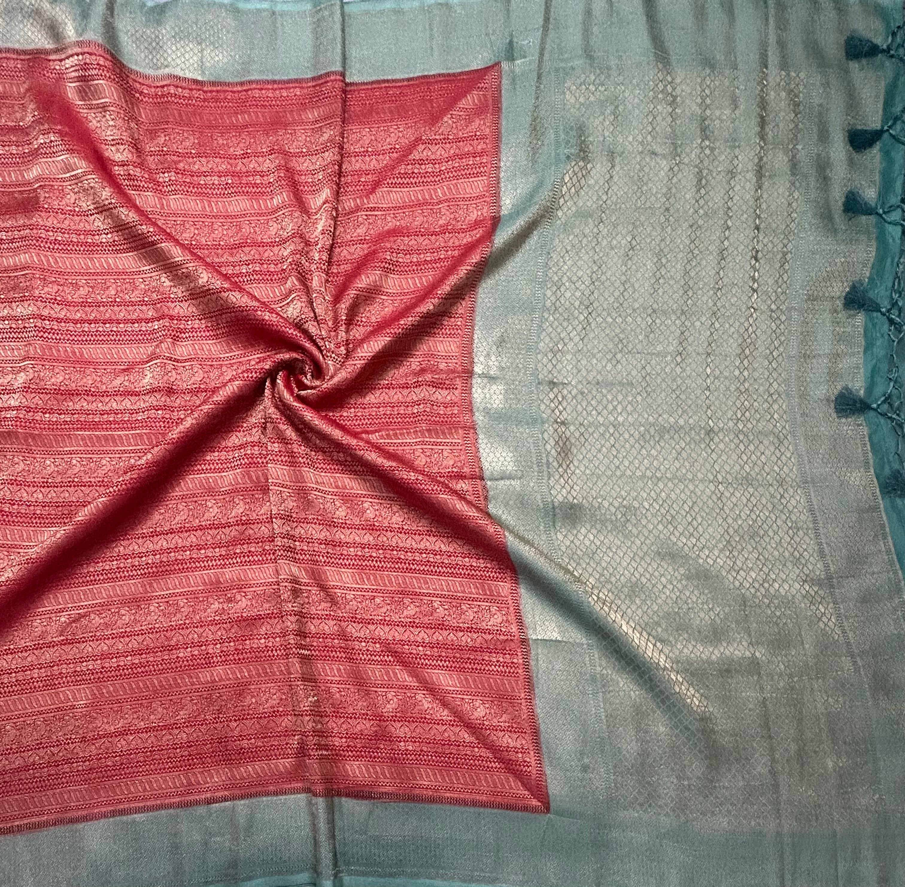 Red brocade semi georgette 105 saree