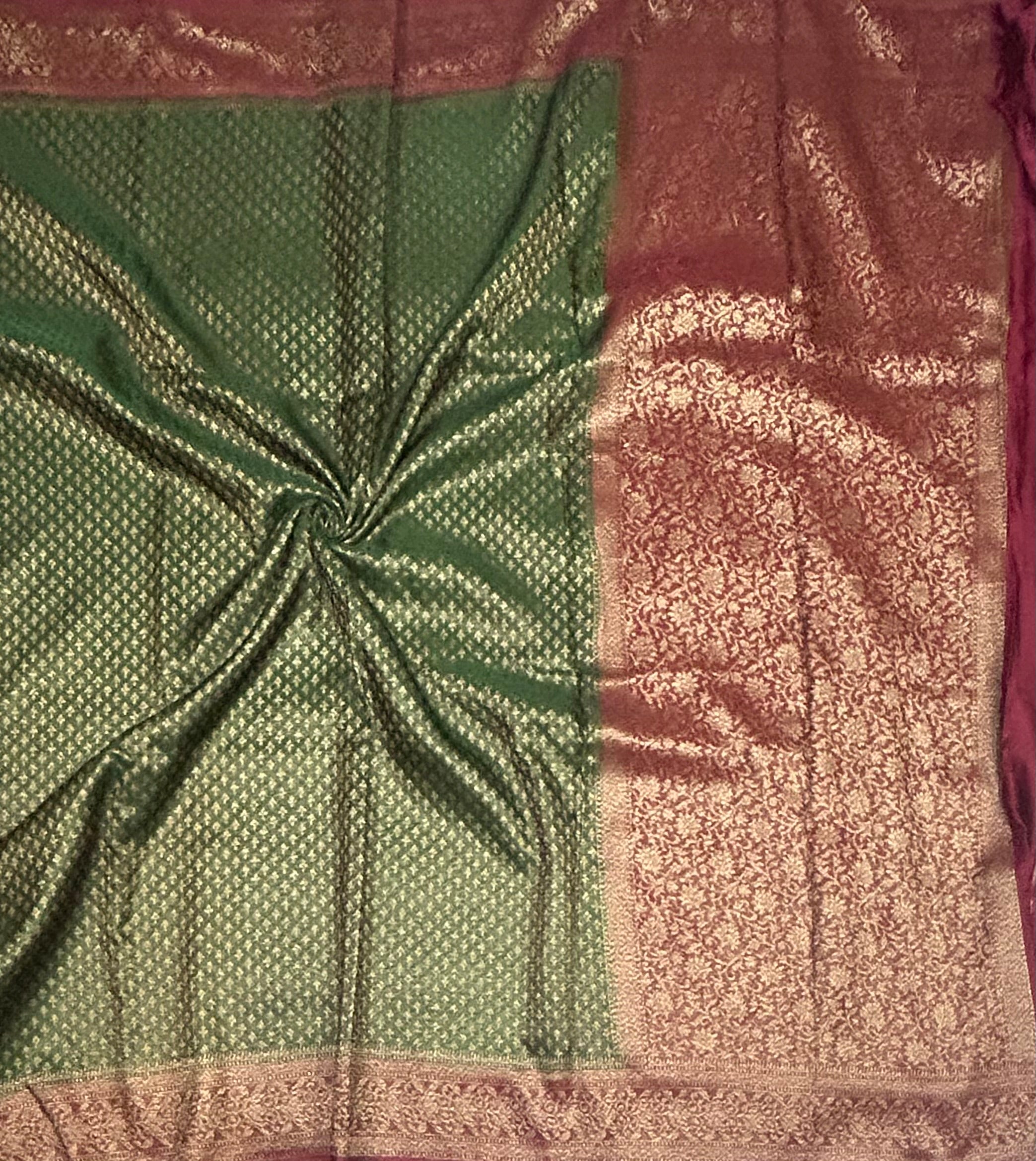 Bottle green brocade dupion  benarasi-105 saree