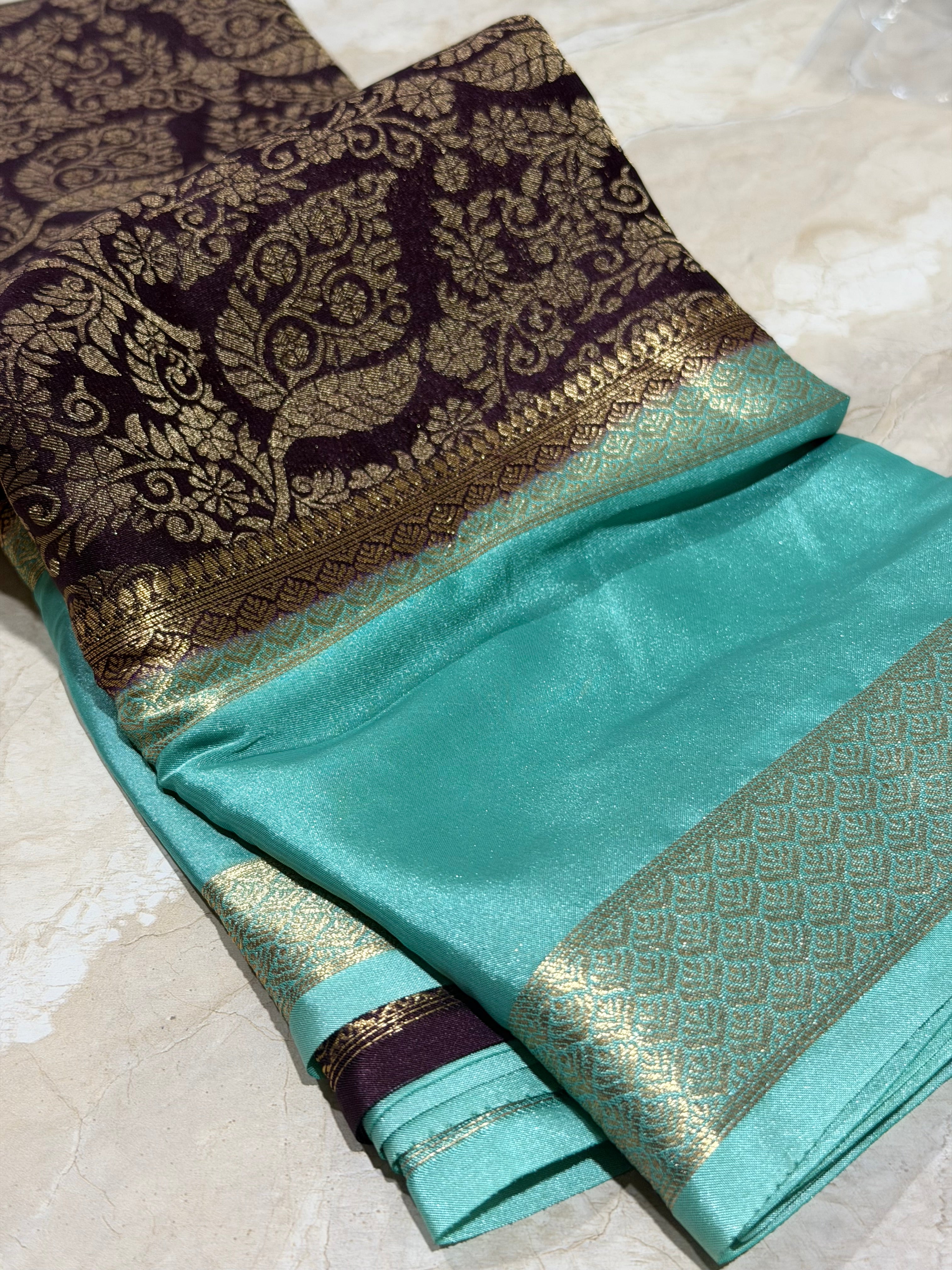 Brown Brocade Semi Mysore Silk Saree 108