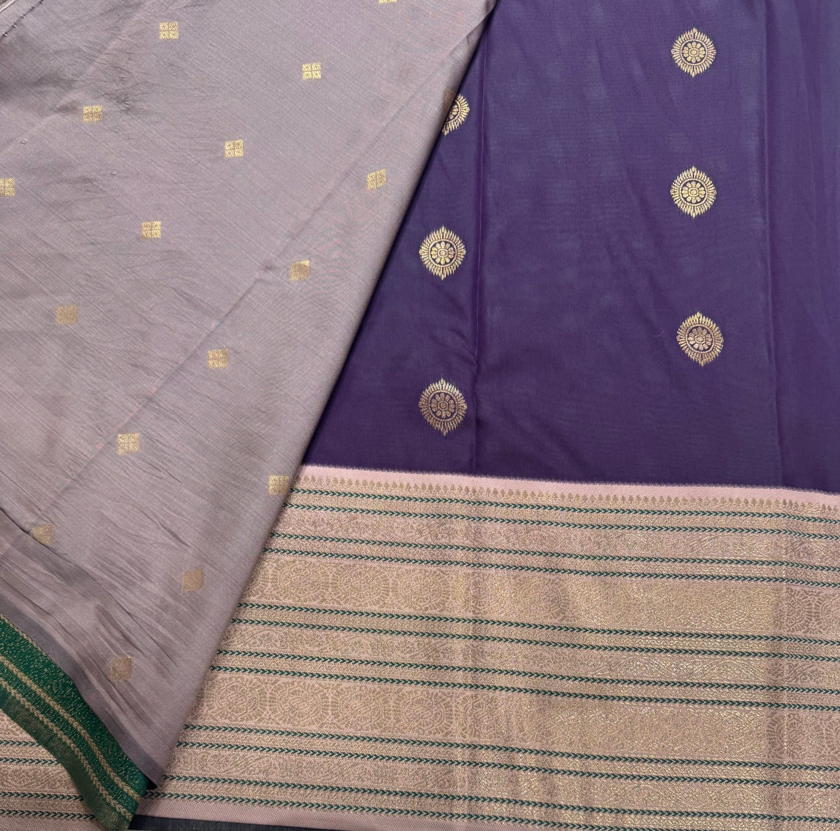 Purple Kanchi Border Semi Soft Silk Saree 110