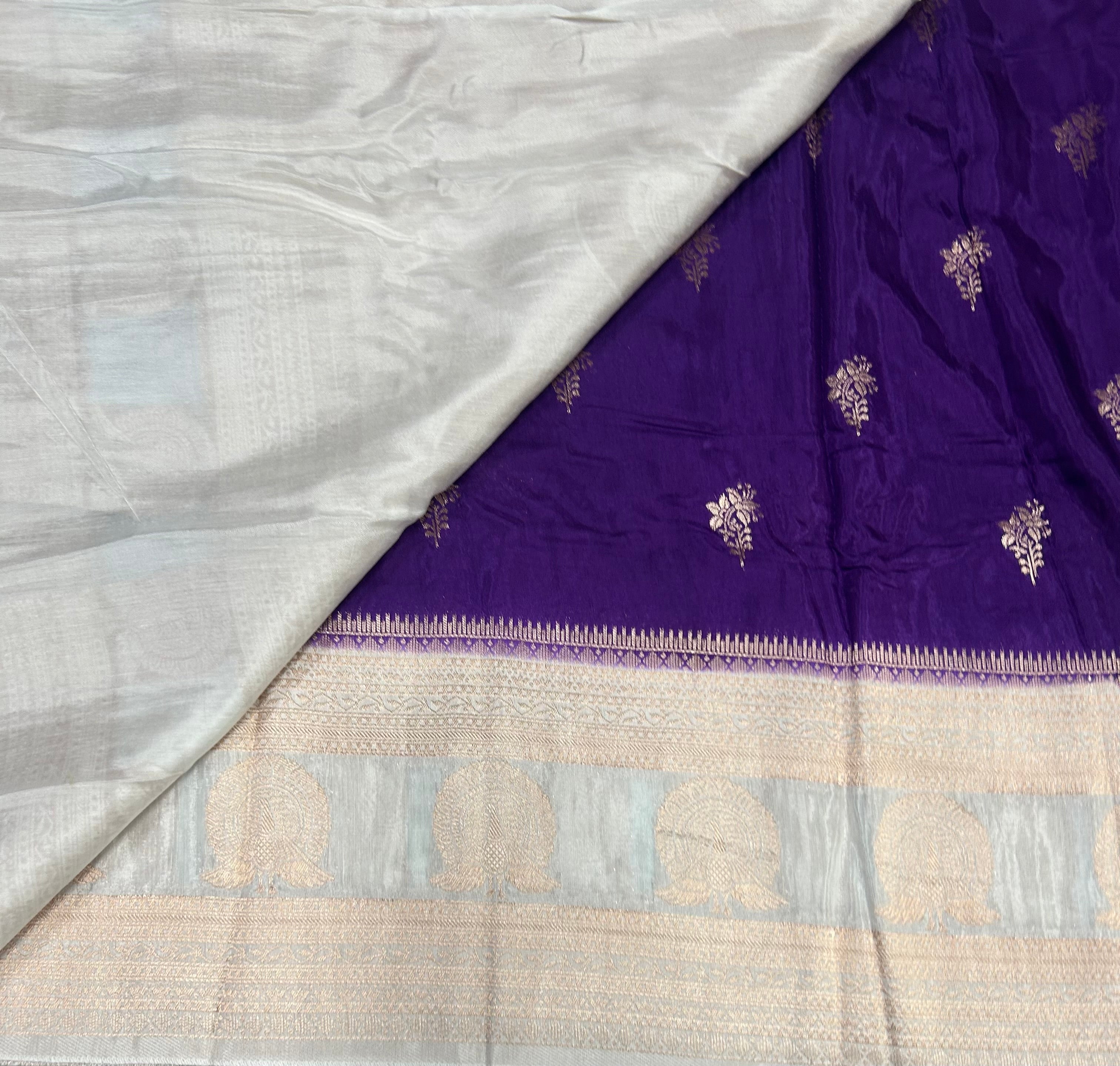 Purple border Butta semi silk saree
