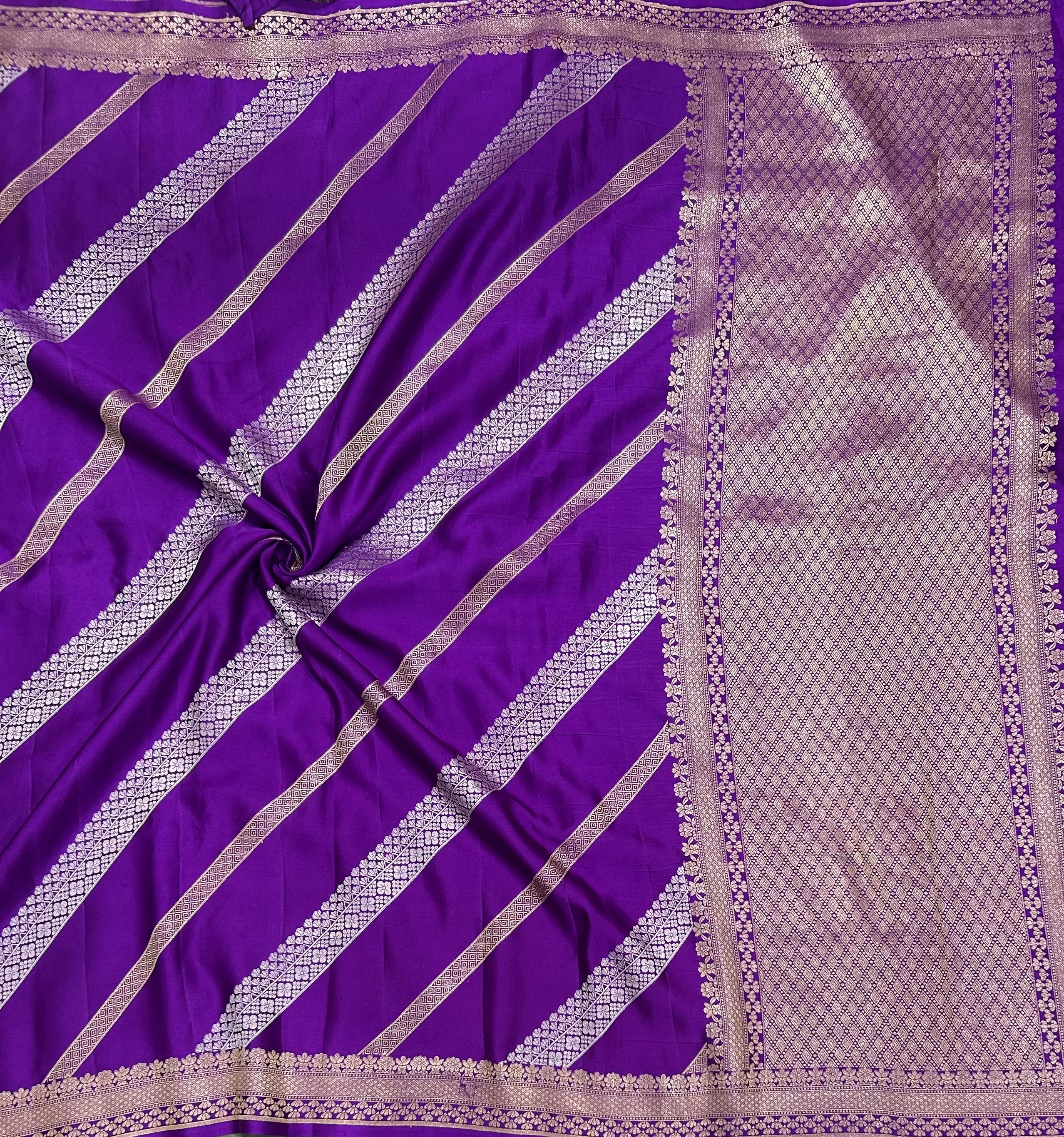 Purple stripes pure mushru silk 106 saree