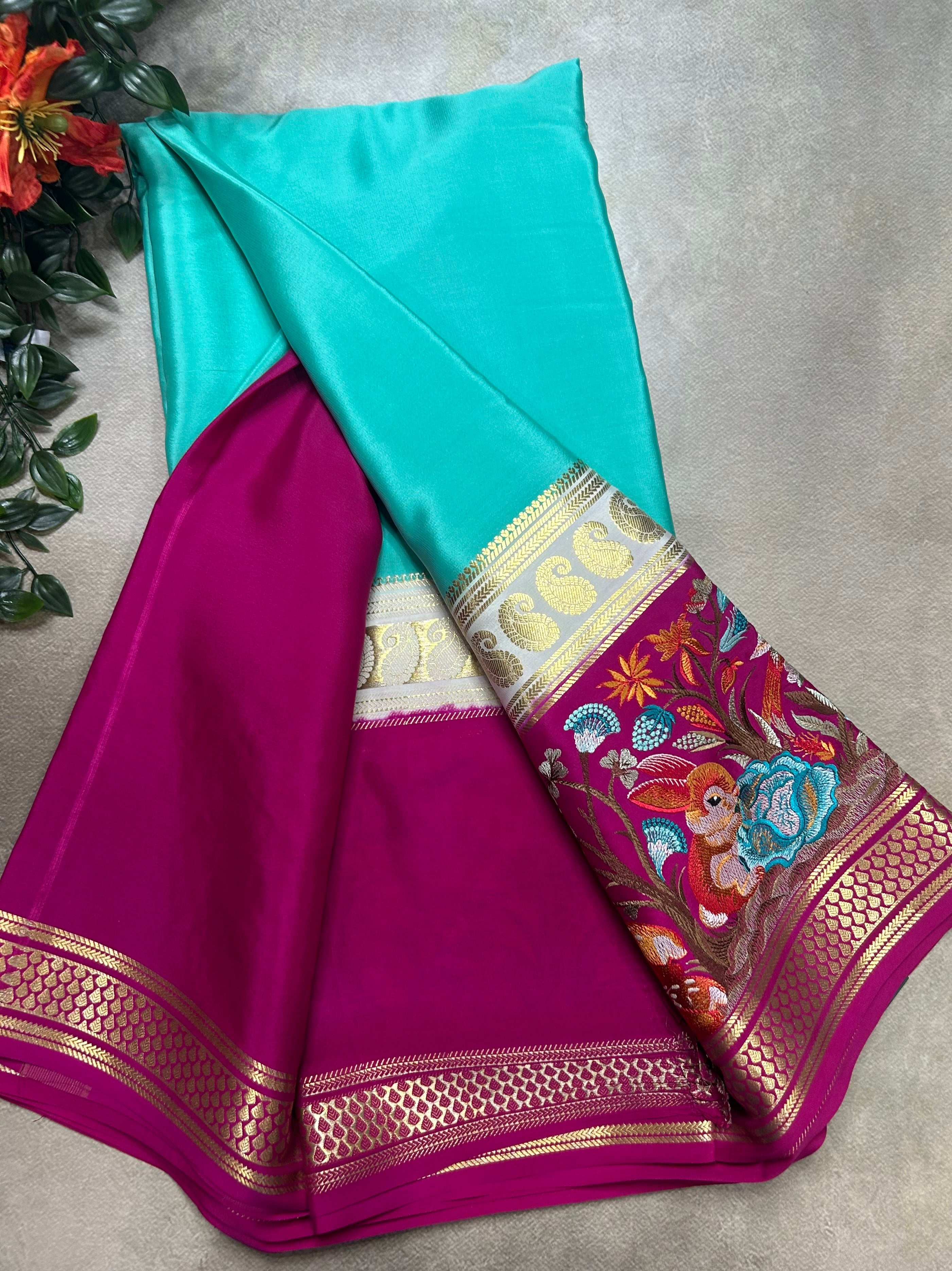 3D embroidery pure mysore silk-105 saree