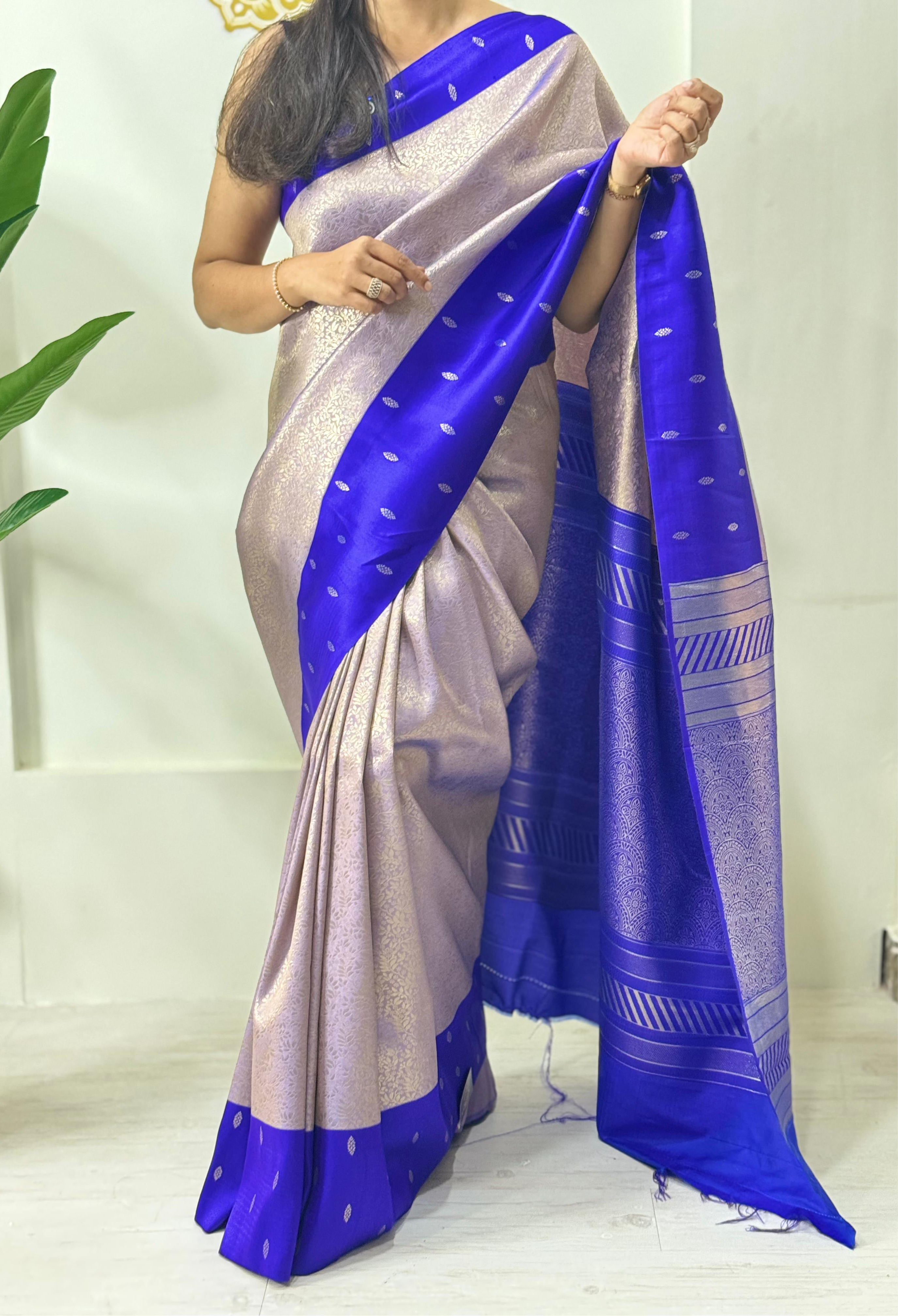 Lilac n purple 05 semi soft silk saree