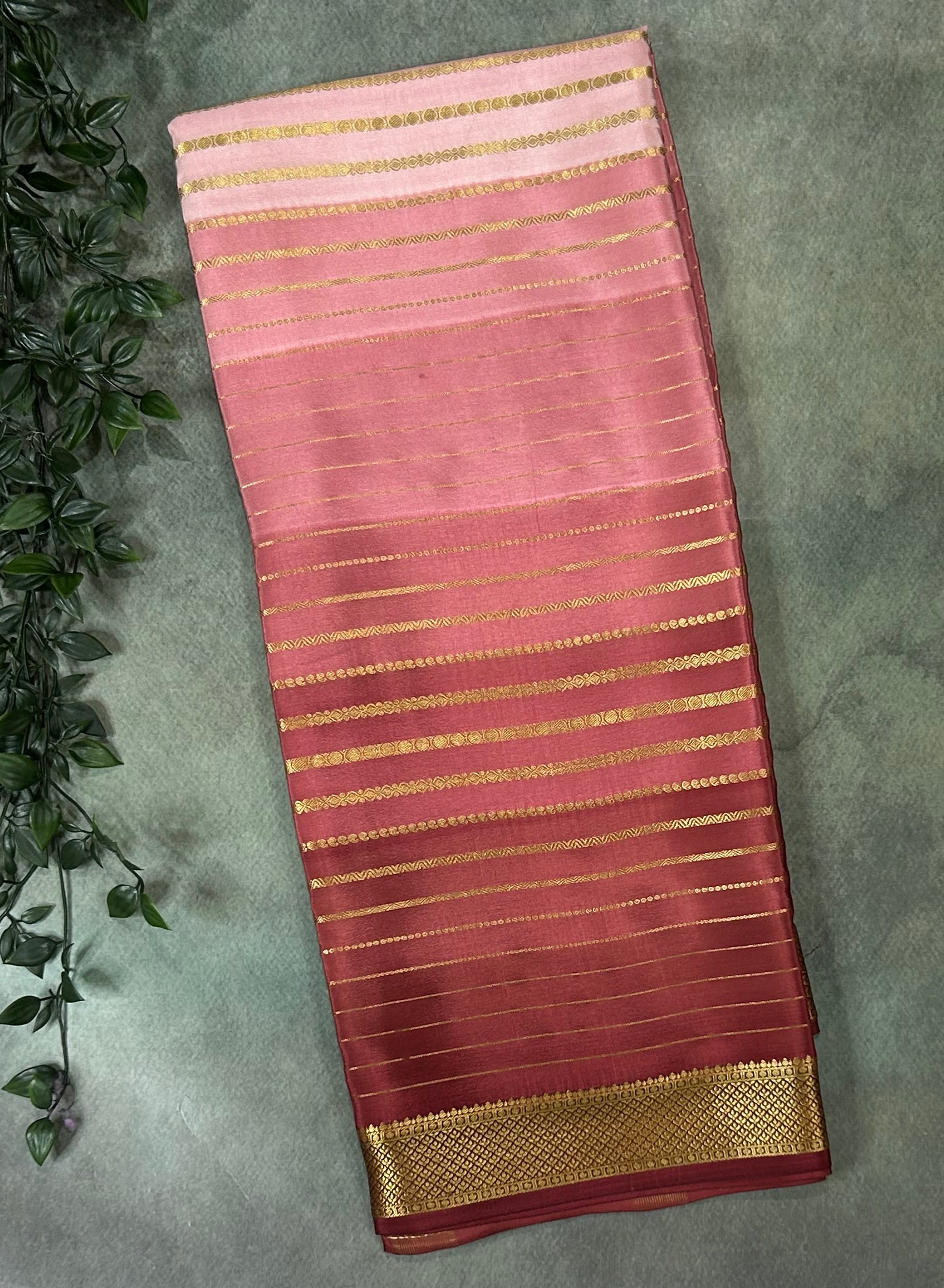 Multicolour stripes pure Mysore silk 102 saree