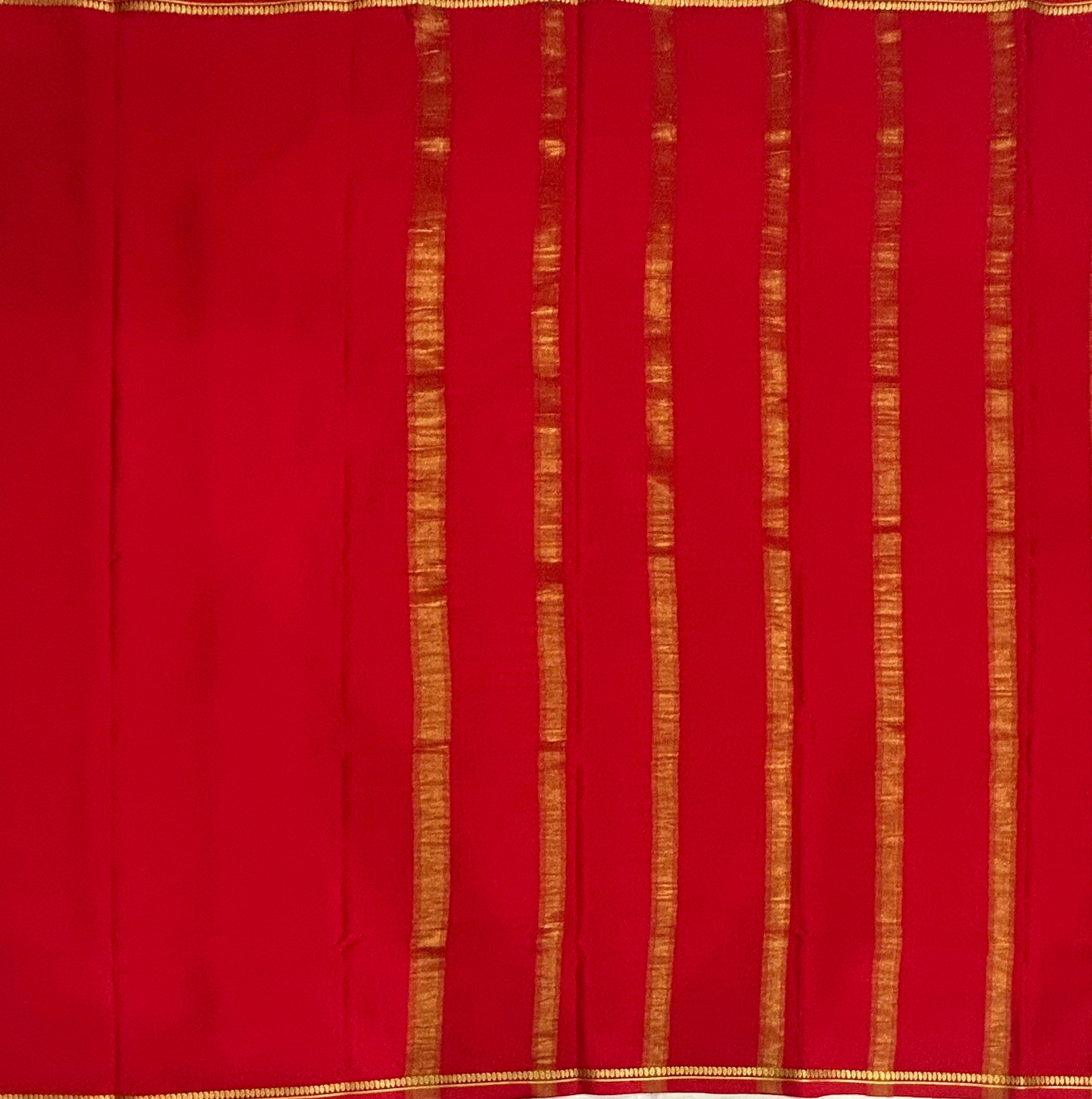 Red half inch border pure Mysore silk 102 saree