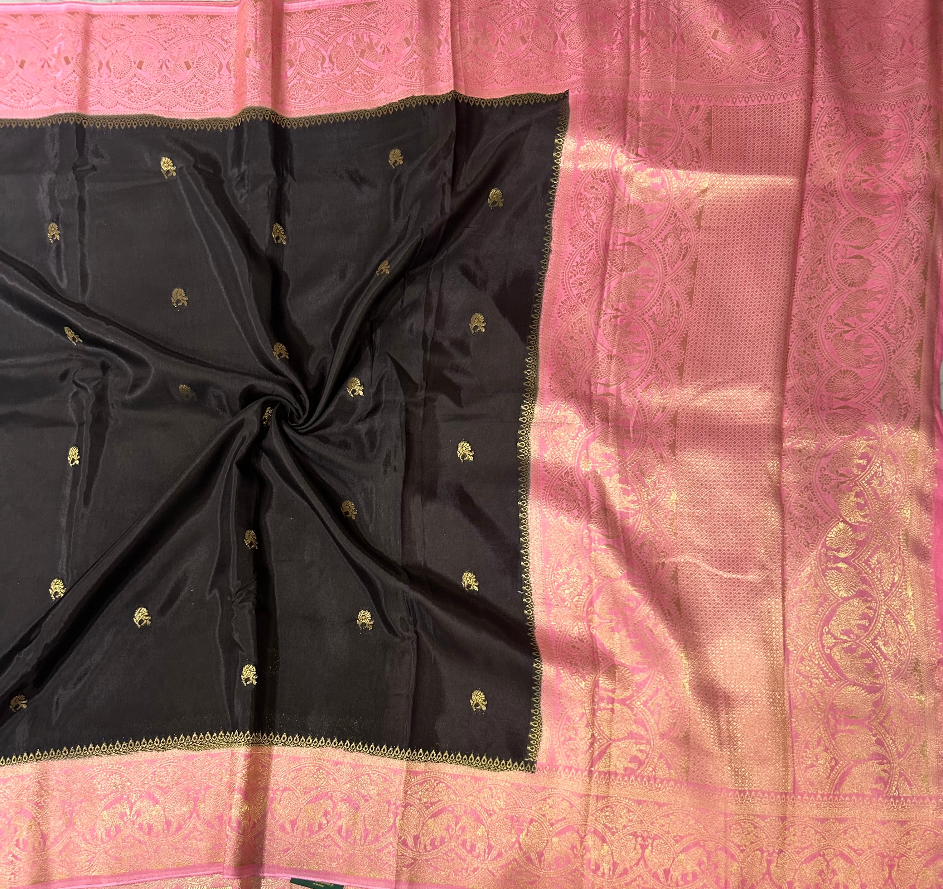 Black contrast border semi Mysore 105 saree