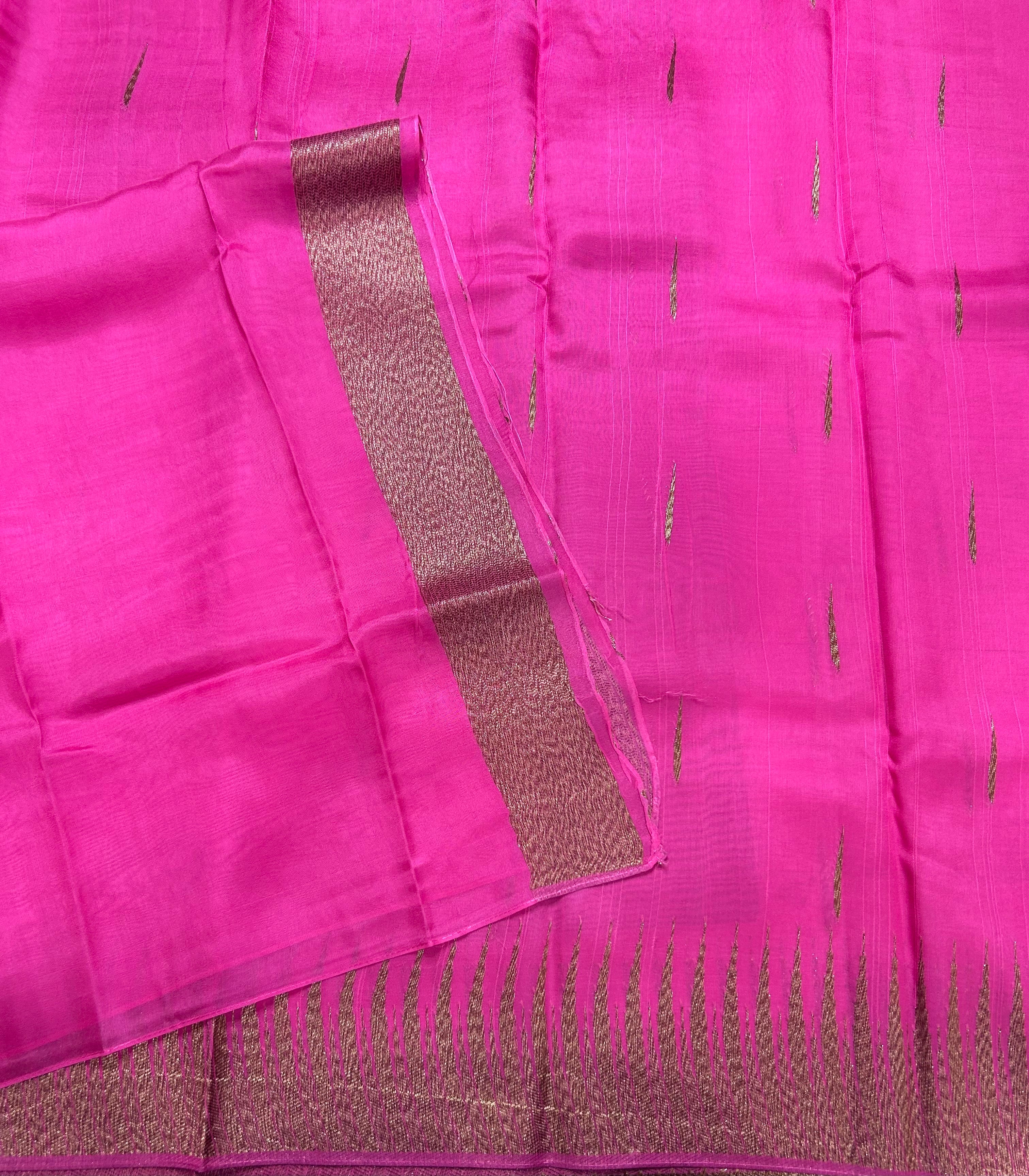 Baby pink temple border tussar crepe 106 silk saree