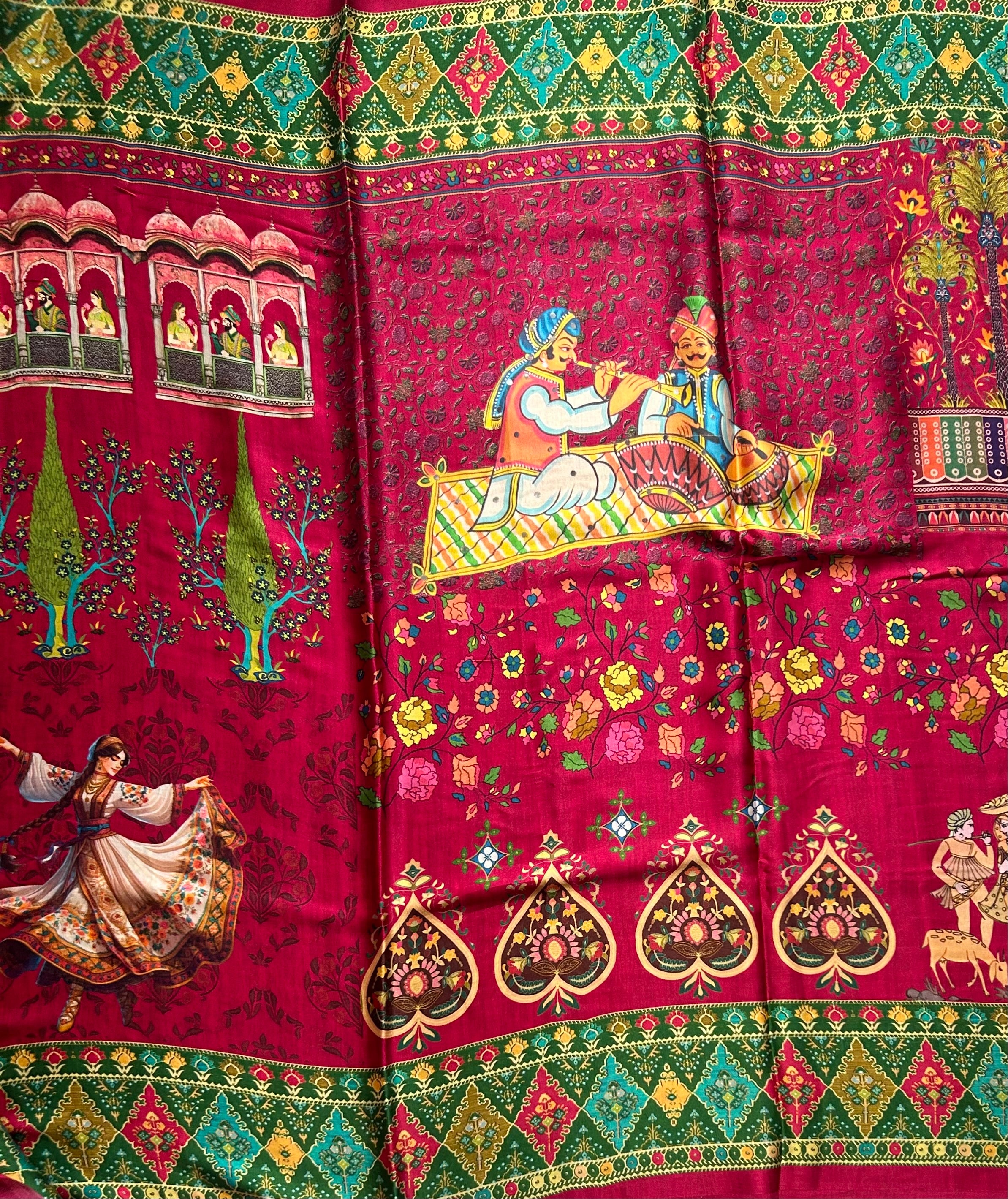 Multicolour digital printed modal crepe 103 saree