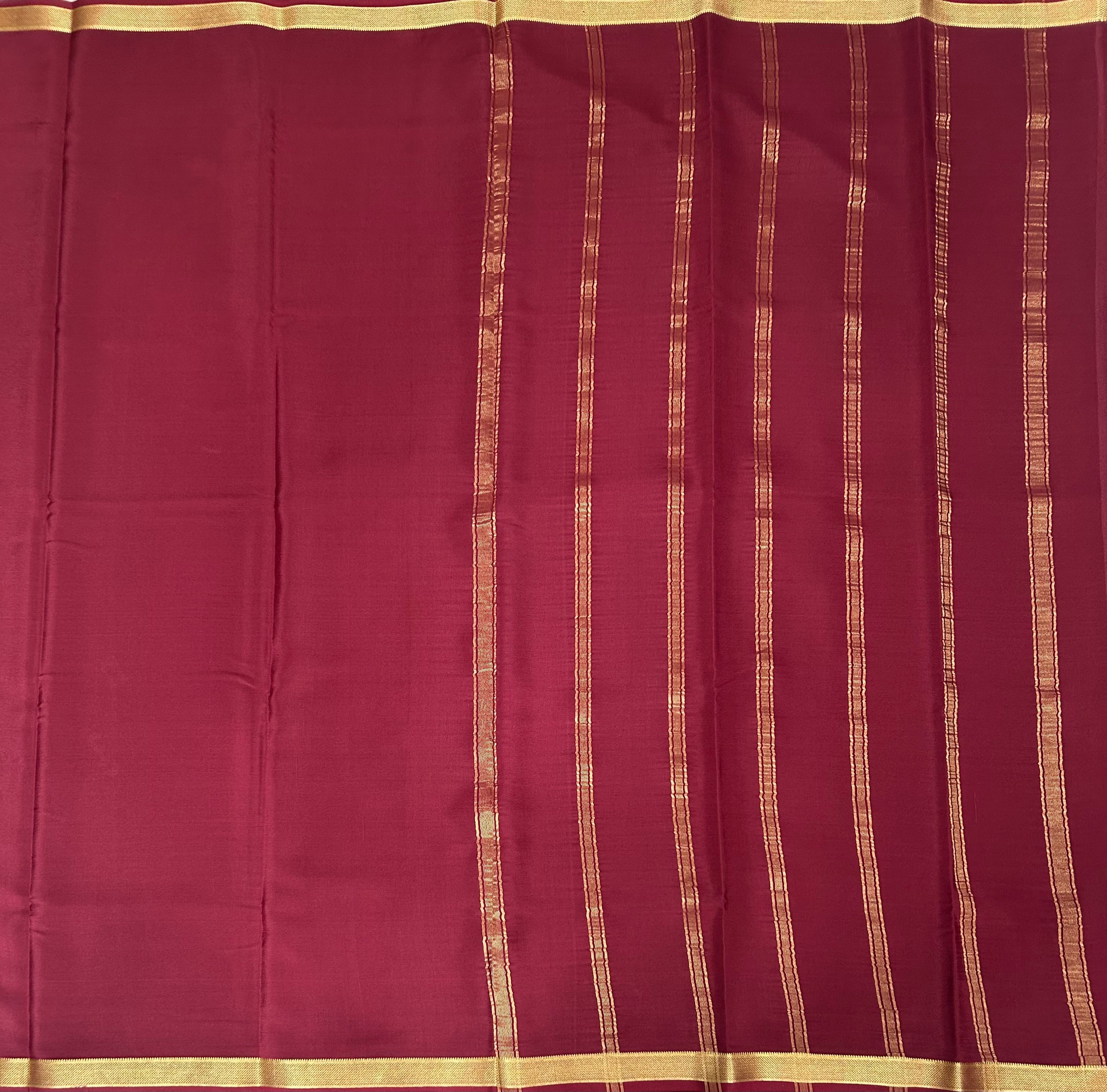 Maroon plain one inch pure mysore silk-12 saree