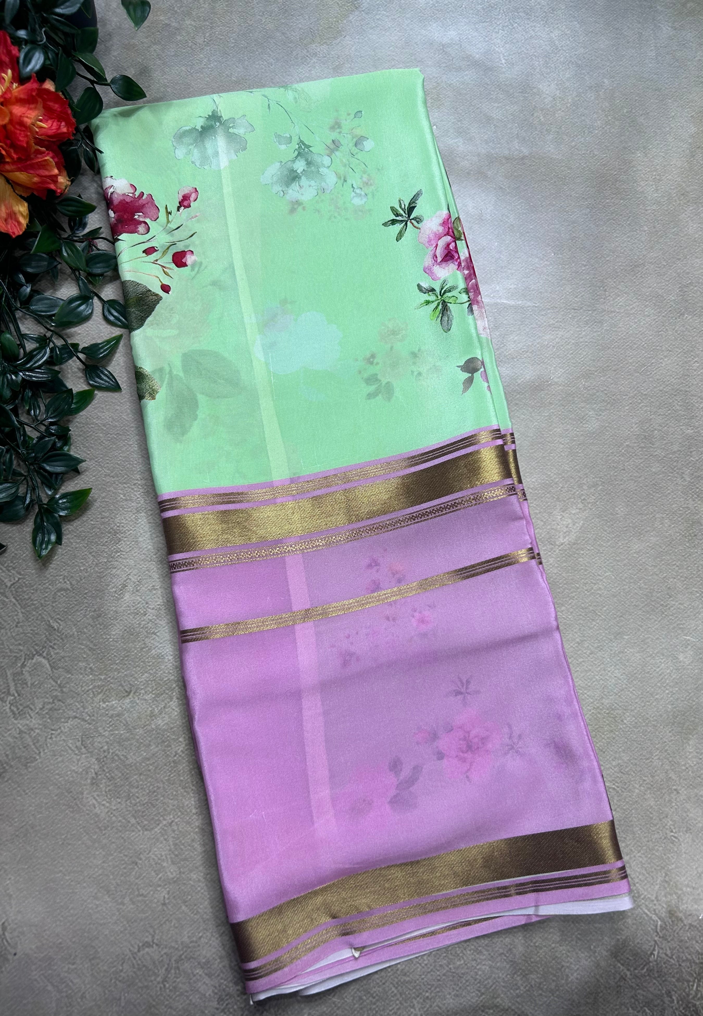 2D digital print pure mysore silk saree(DMS106)