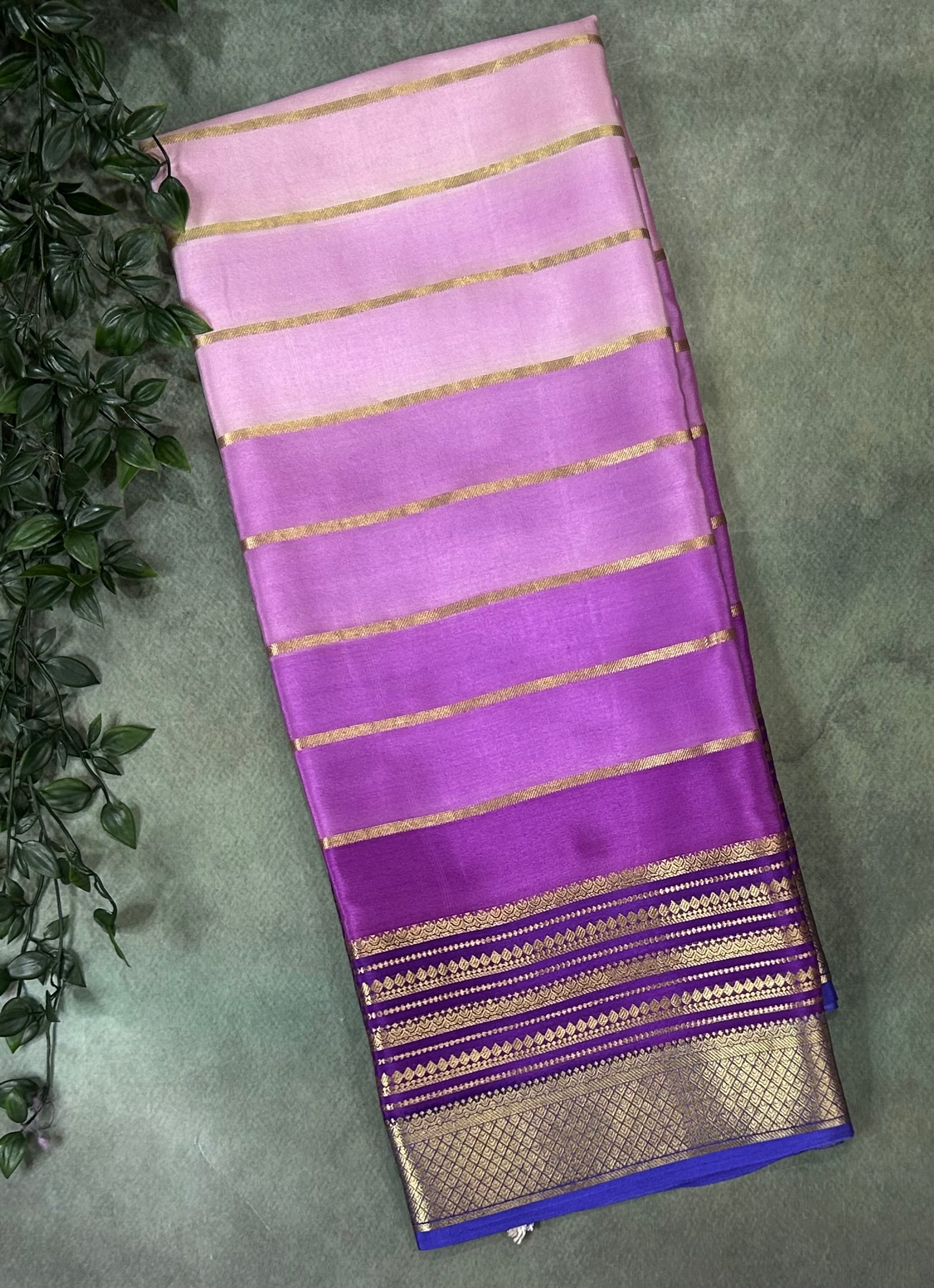 Multicolour stripes pure Mysore silk 102 saree
