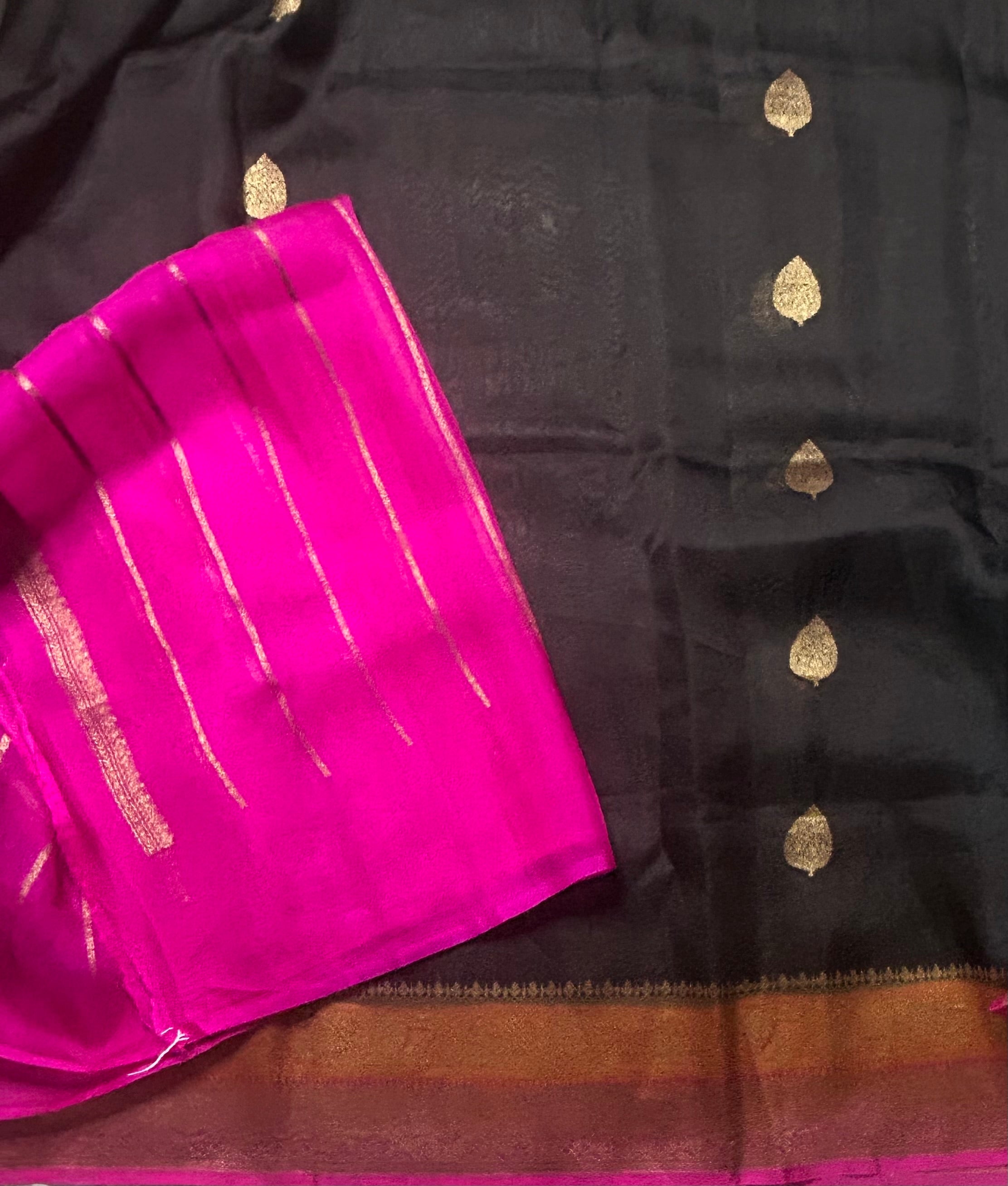 Black  pure kora organza 103 saree
