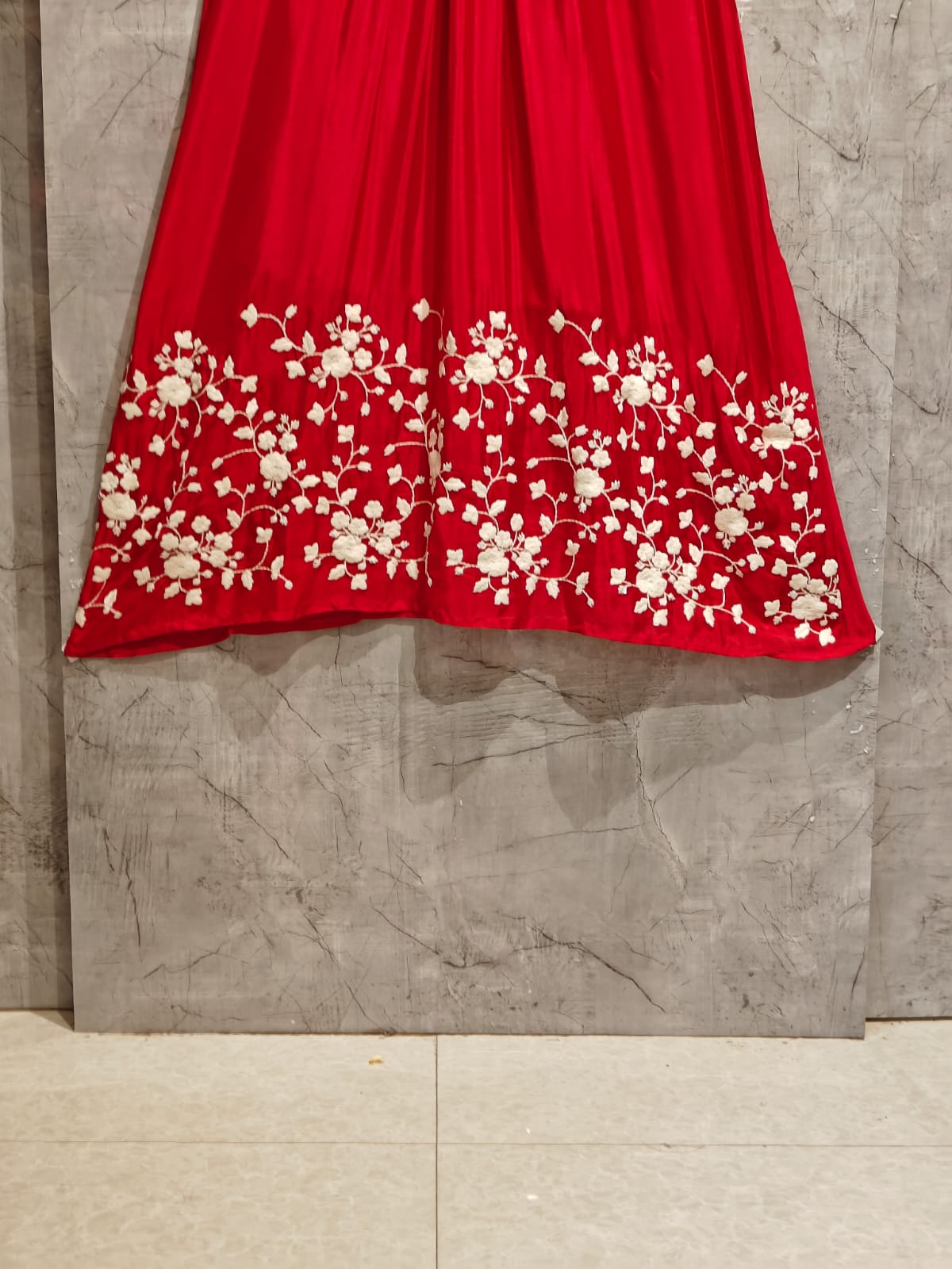 "Devi" Cherry Pink  Chinnon Embroidery 309 Airline Handwork Kurtha plus size