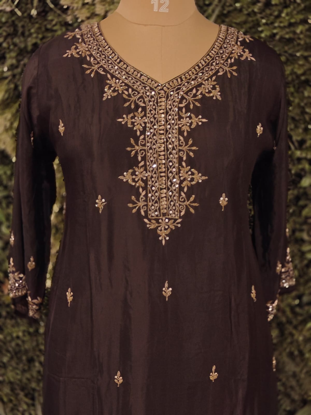 Black Satin Crepe Embroidery Sharara Kurtha 301