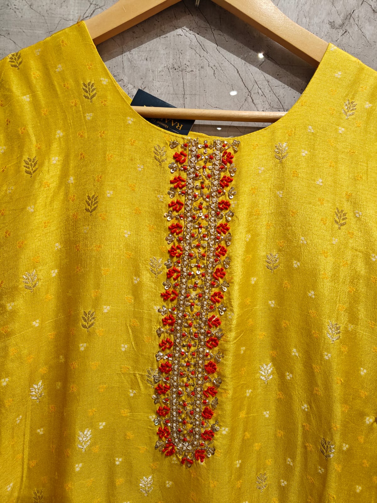Yellow Dola silk kurtha set