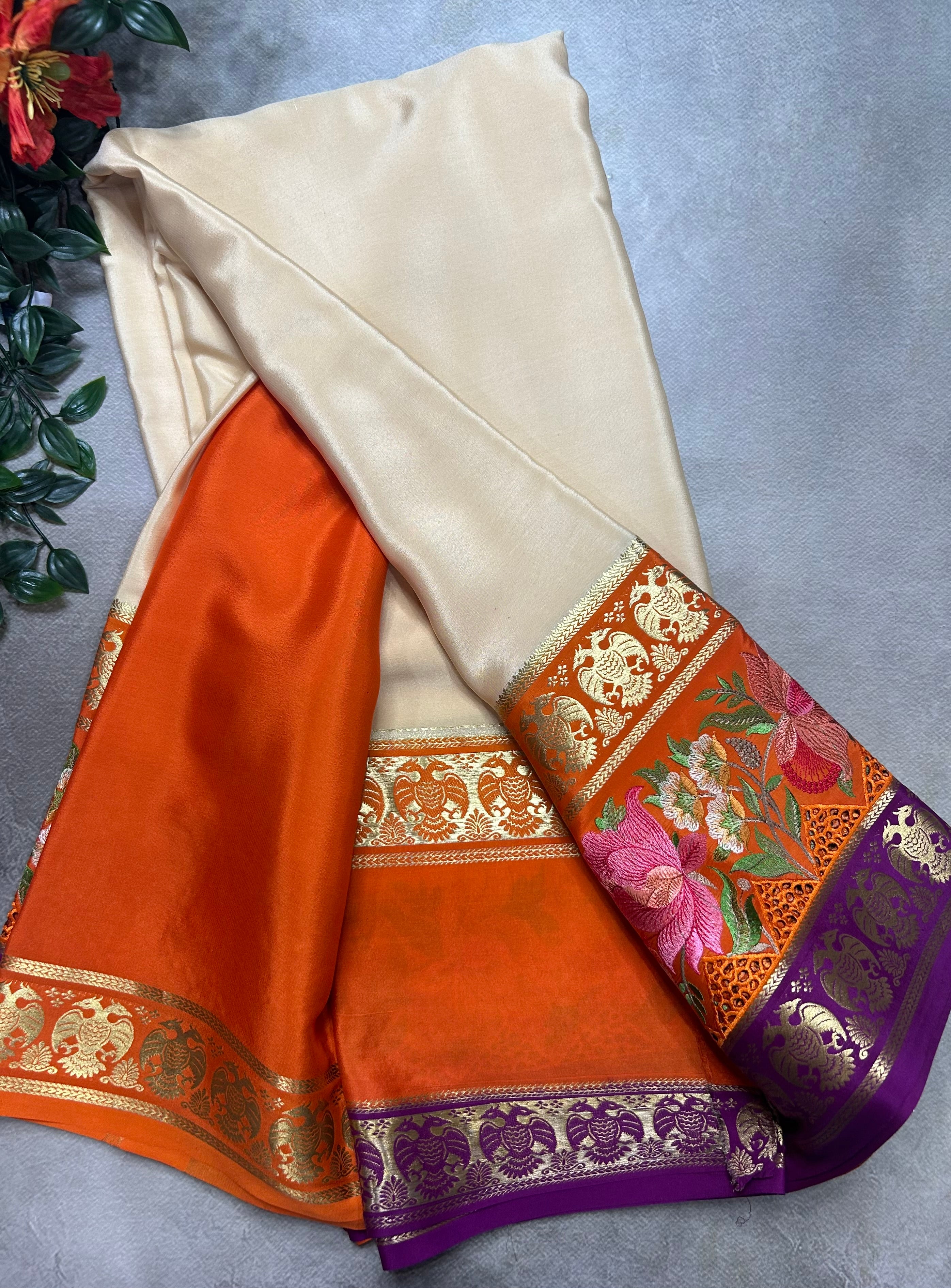 3D embroidery pure mysore silk-105 saree