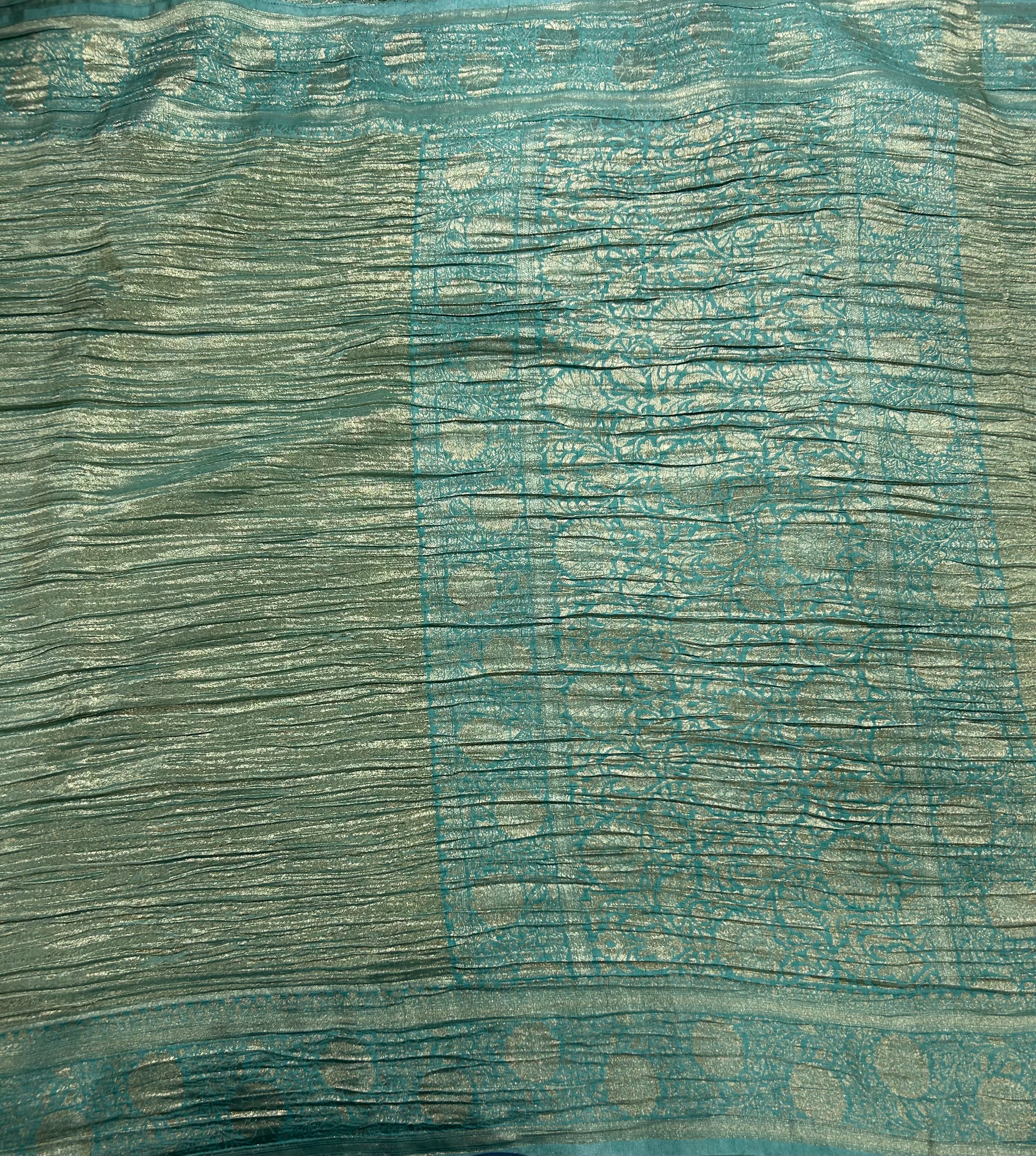 Sea blue crush tissue 105  saree