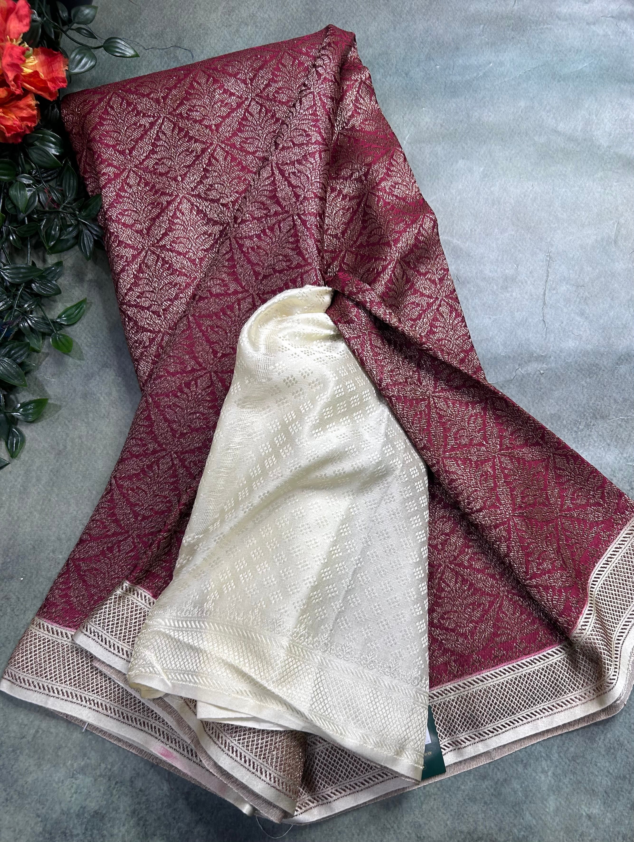 Maroon brocade soft semi georgette 105 saree