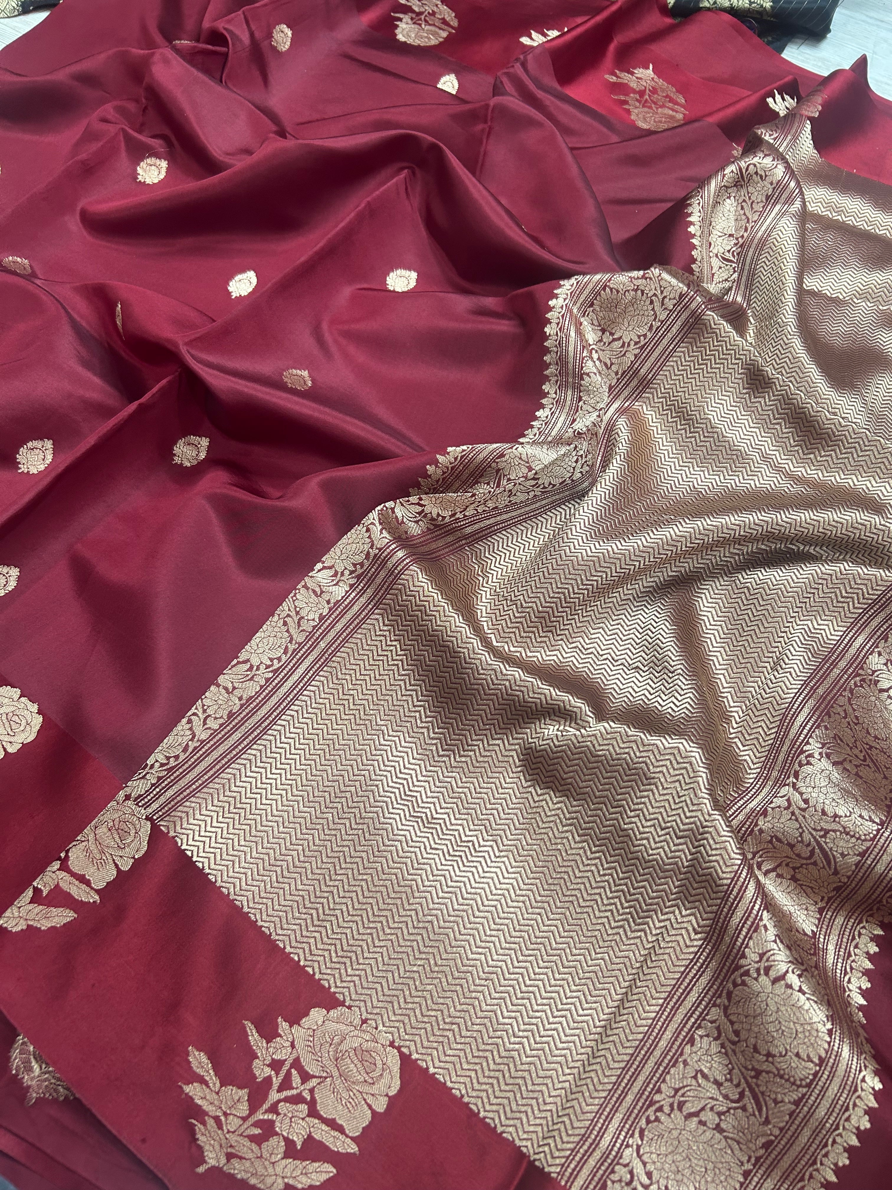Maroon benarasi lightweight silk 105 saree
