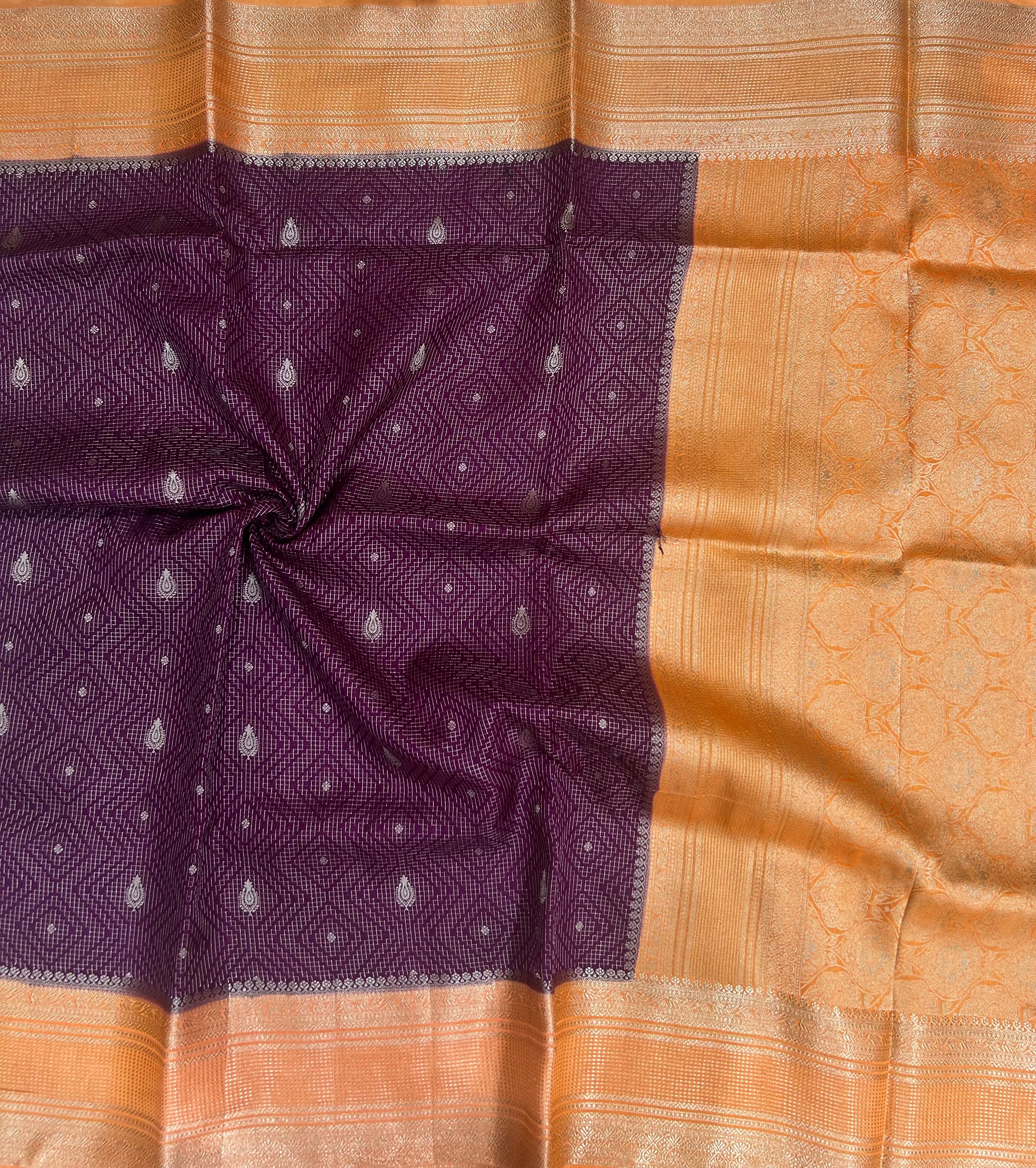 Wine contrast dola checks 103 saree