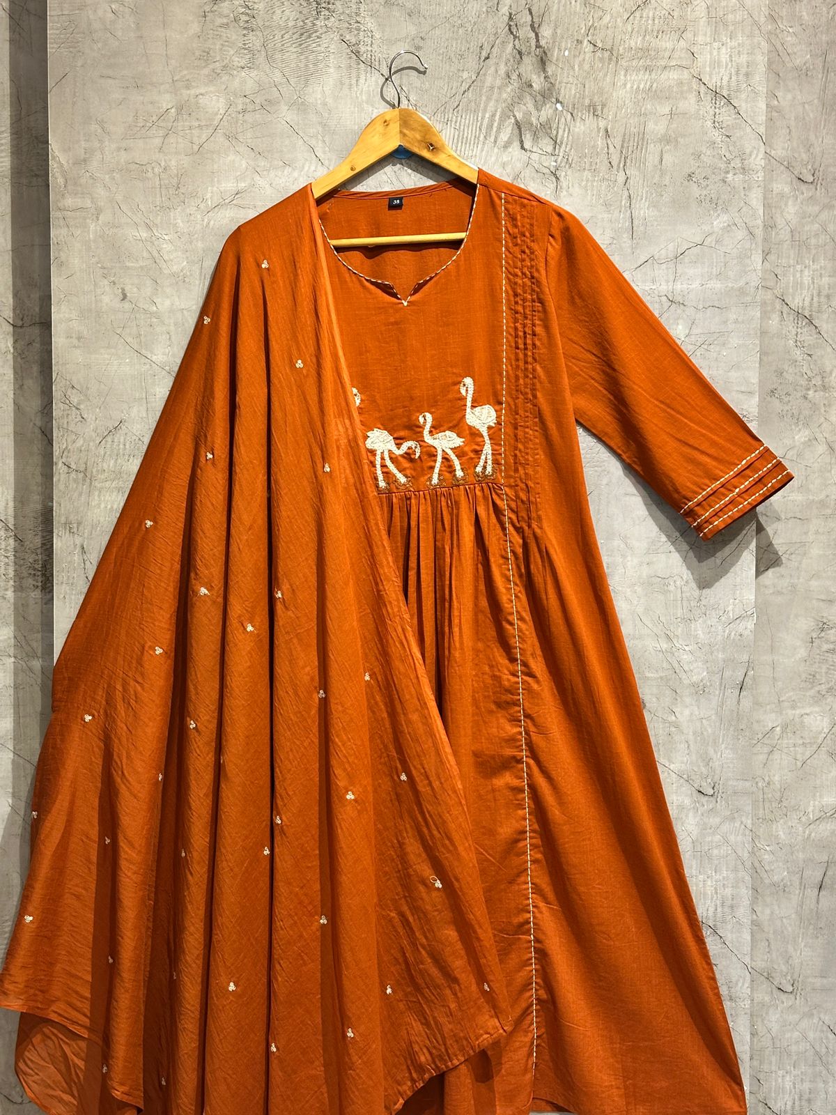 "Fami" Orange Mul Cotton Faminglo Kurtha 0011 set