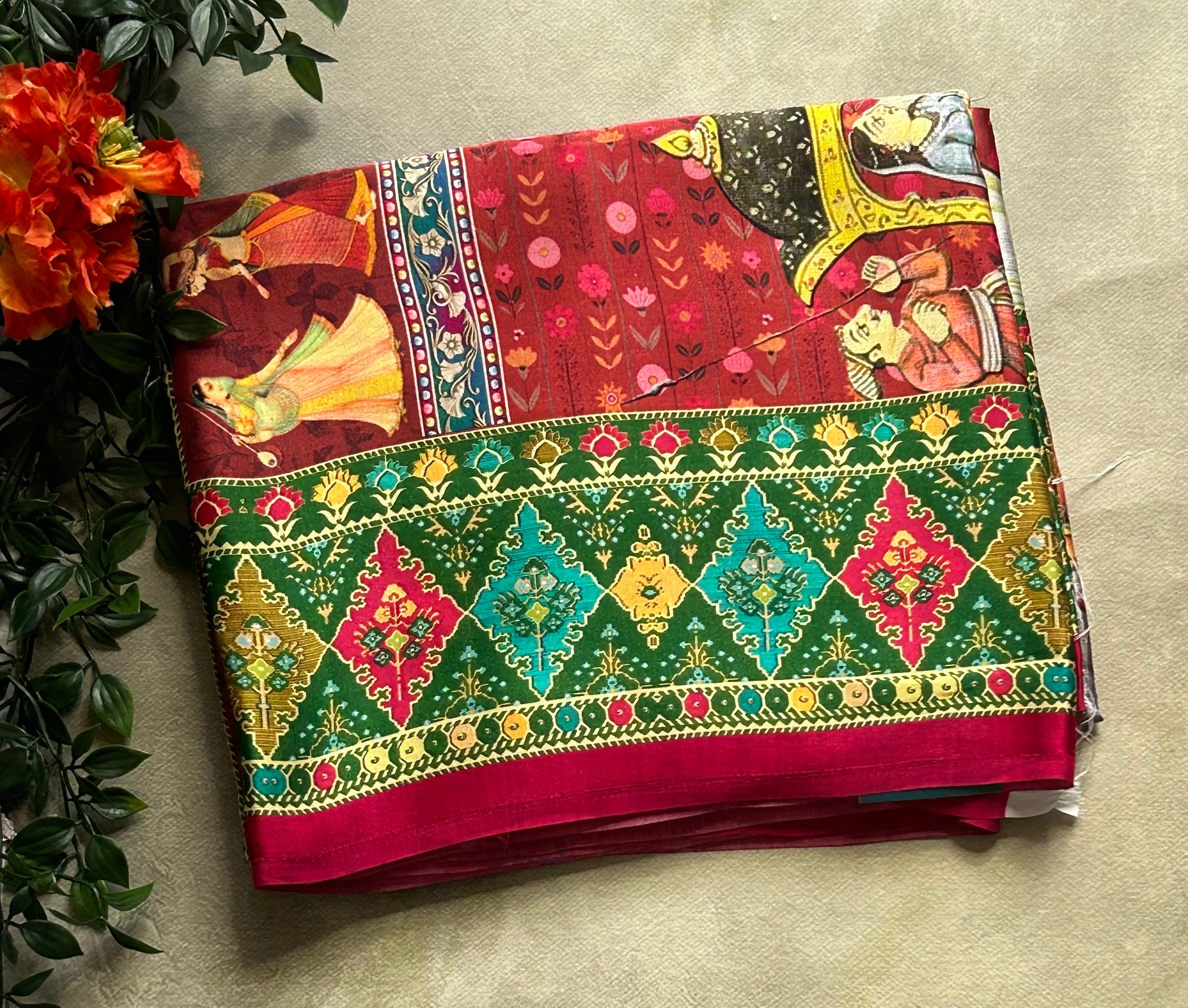 Multicolour digital printed modal crepe 103 saree