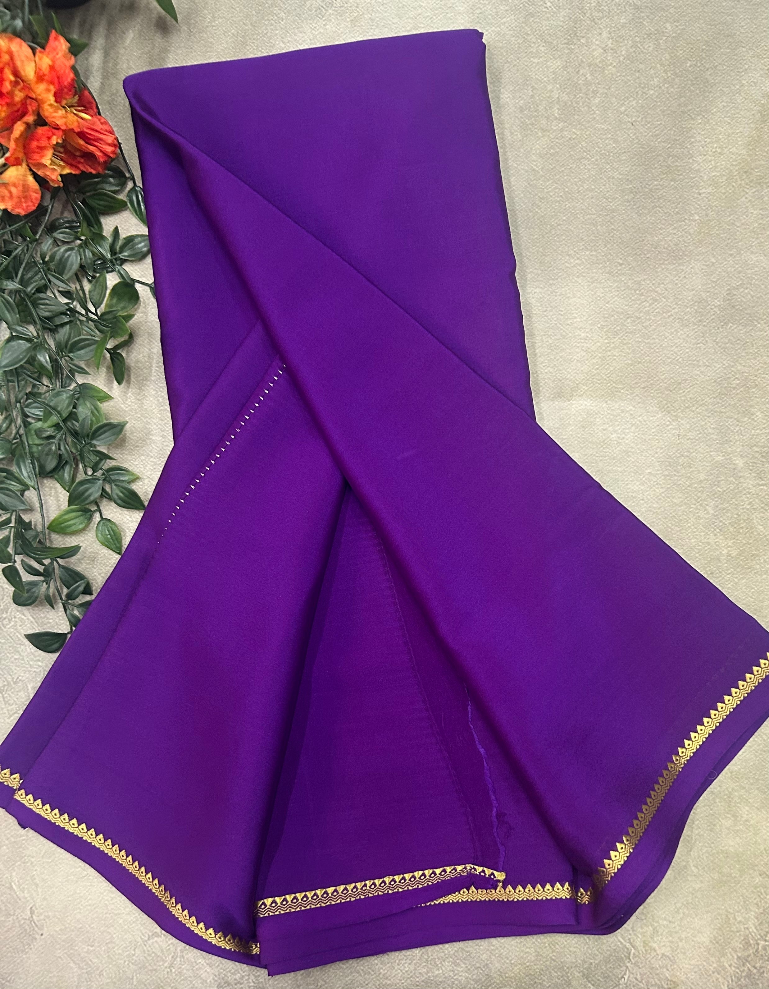 Purple small border pure Mysore silk 103 saree