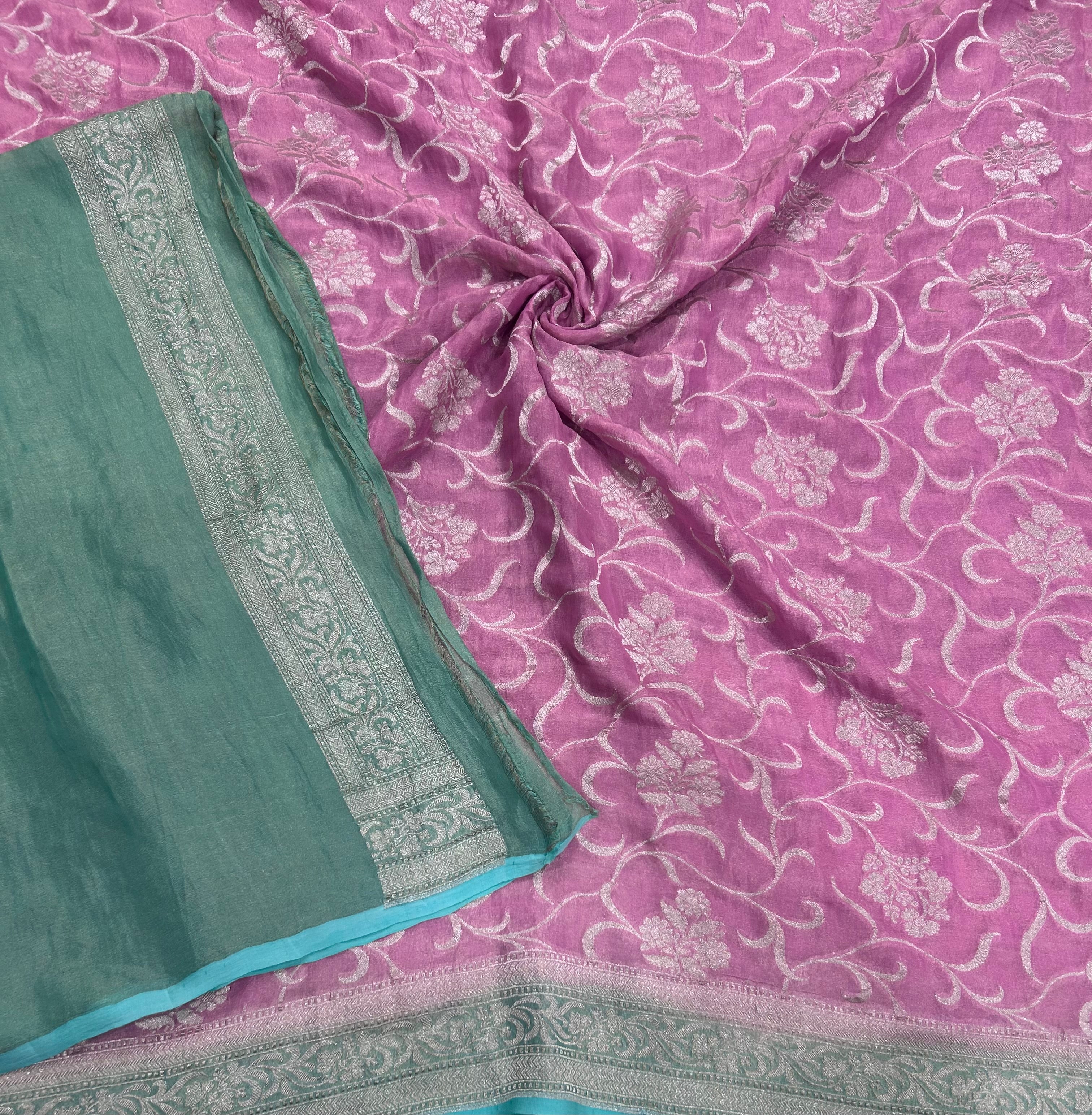 Light pink brocade Jaal pattern pure georgette-106 saree