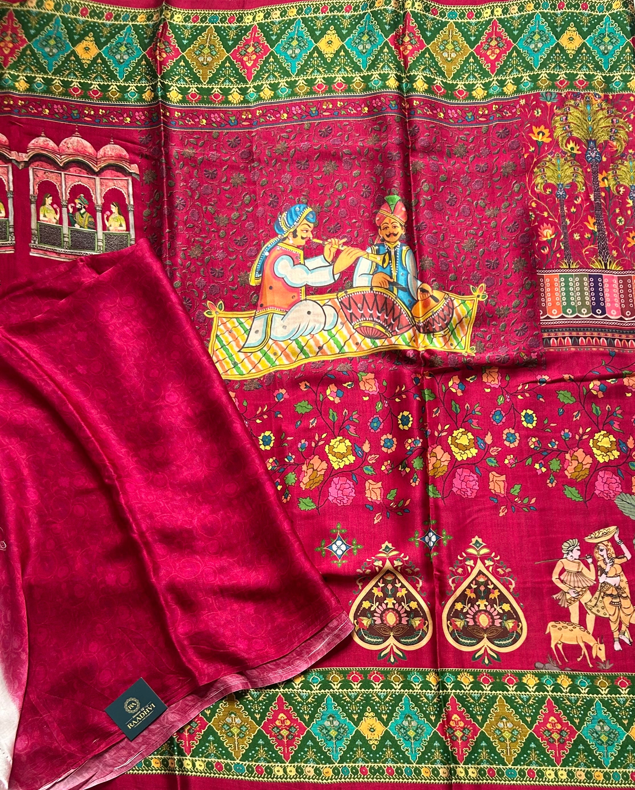 Multicolour digital printed modal crepe 103 saree