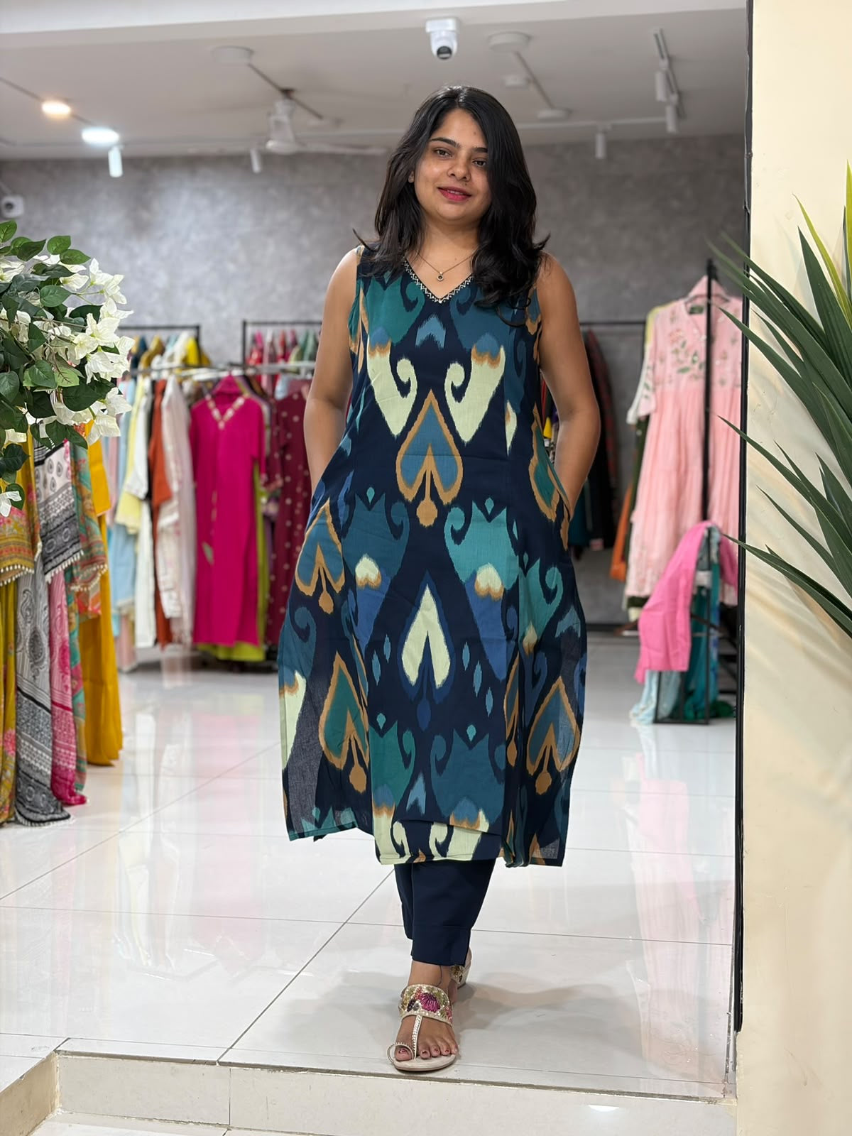 Blue Cotton Hand Embroidery Cord Set Kurtha 487 (Copy)