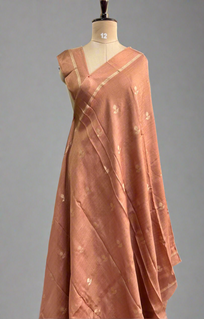 Light rust 08 jute linen saree