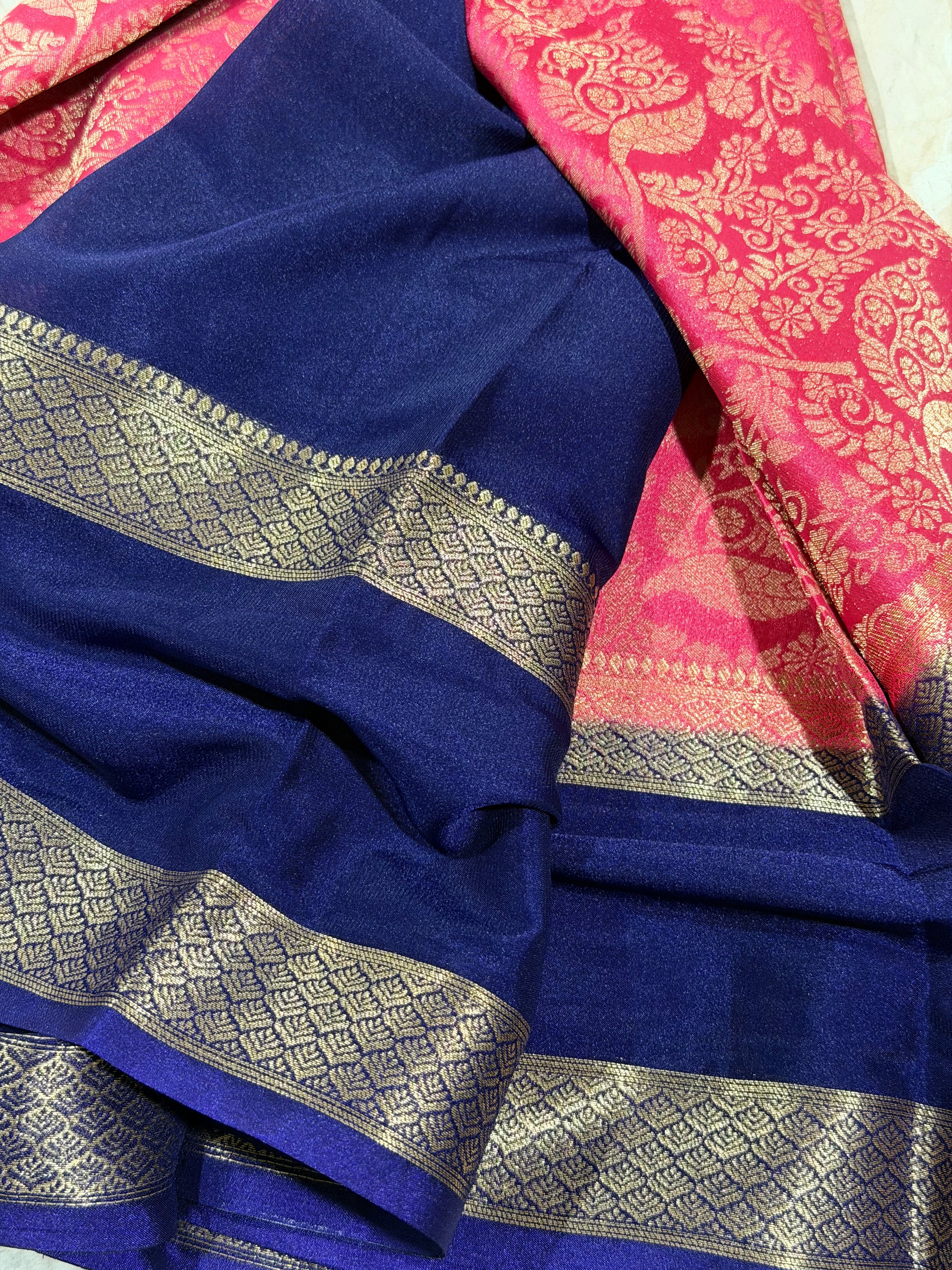 Pink Brocade Semi Mysore Silk Saree 108 (Copy 5)