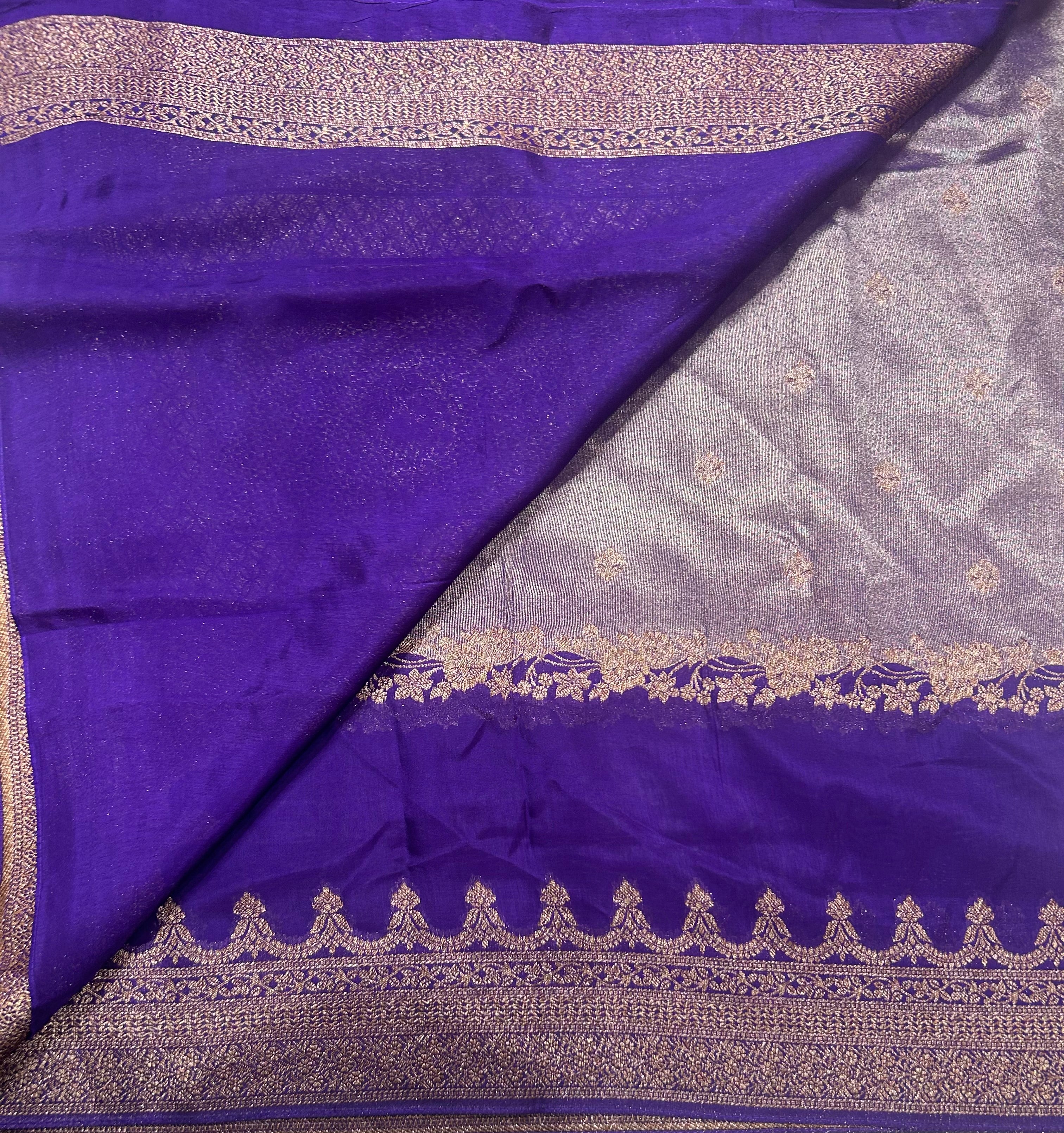 Purple brocade tussar georgette crepe 106 silk saree