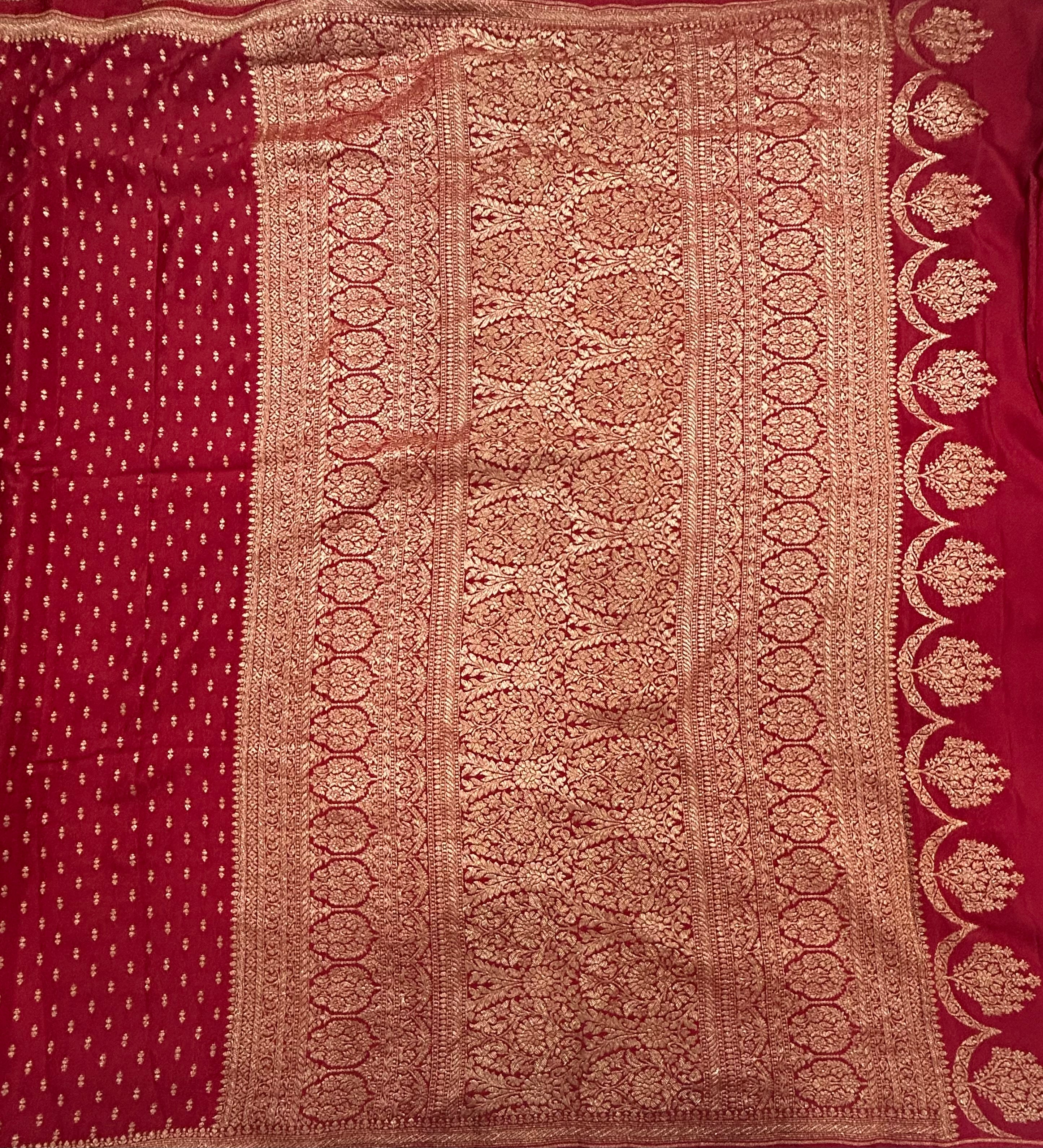 Maroon small Butta pure Benarasi crepe 106 saree