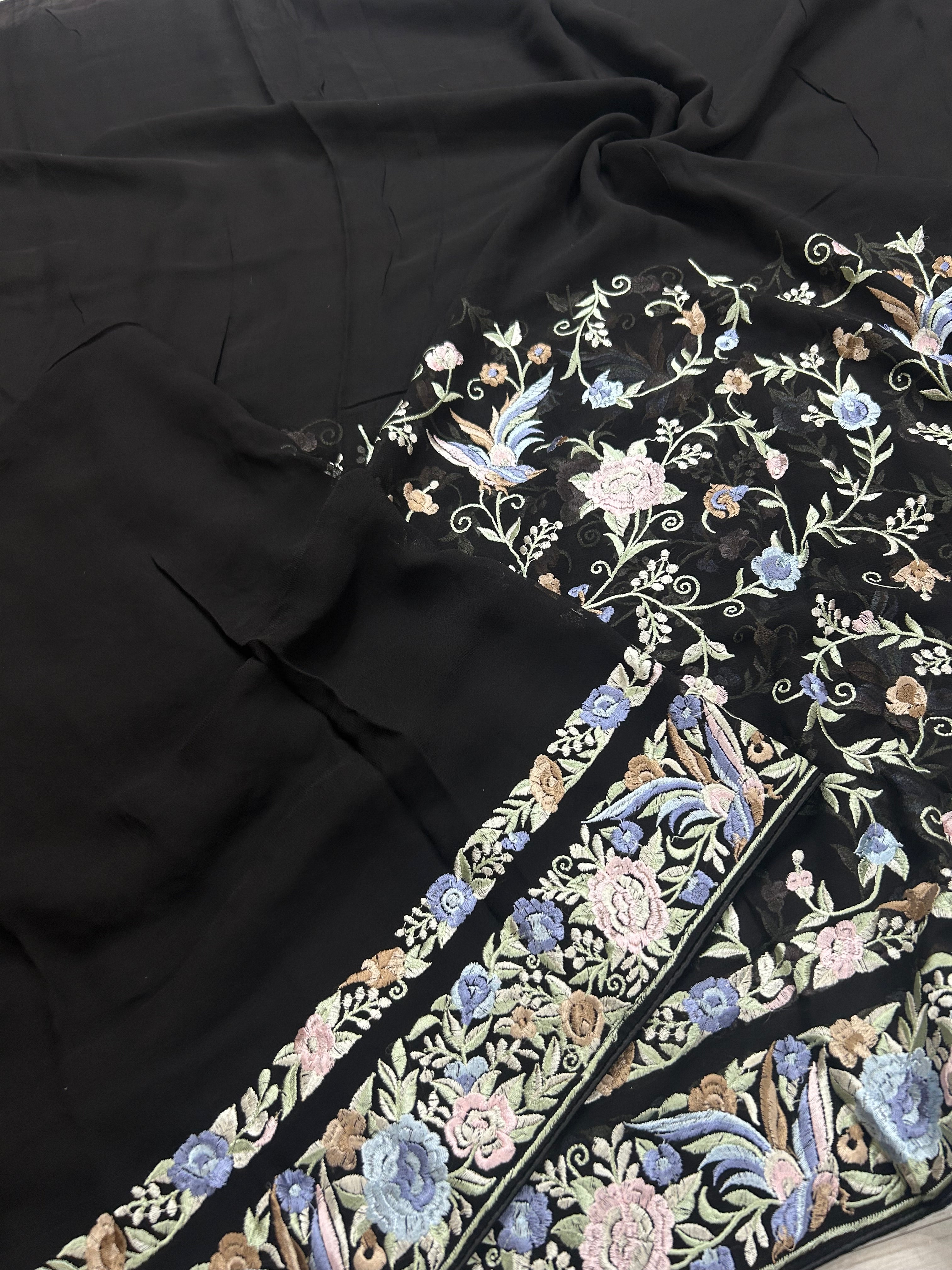 Black georgette parsi 104 saree