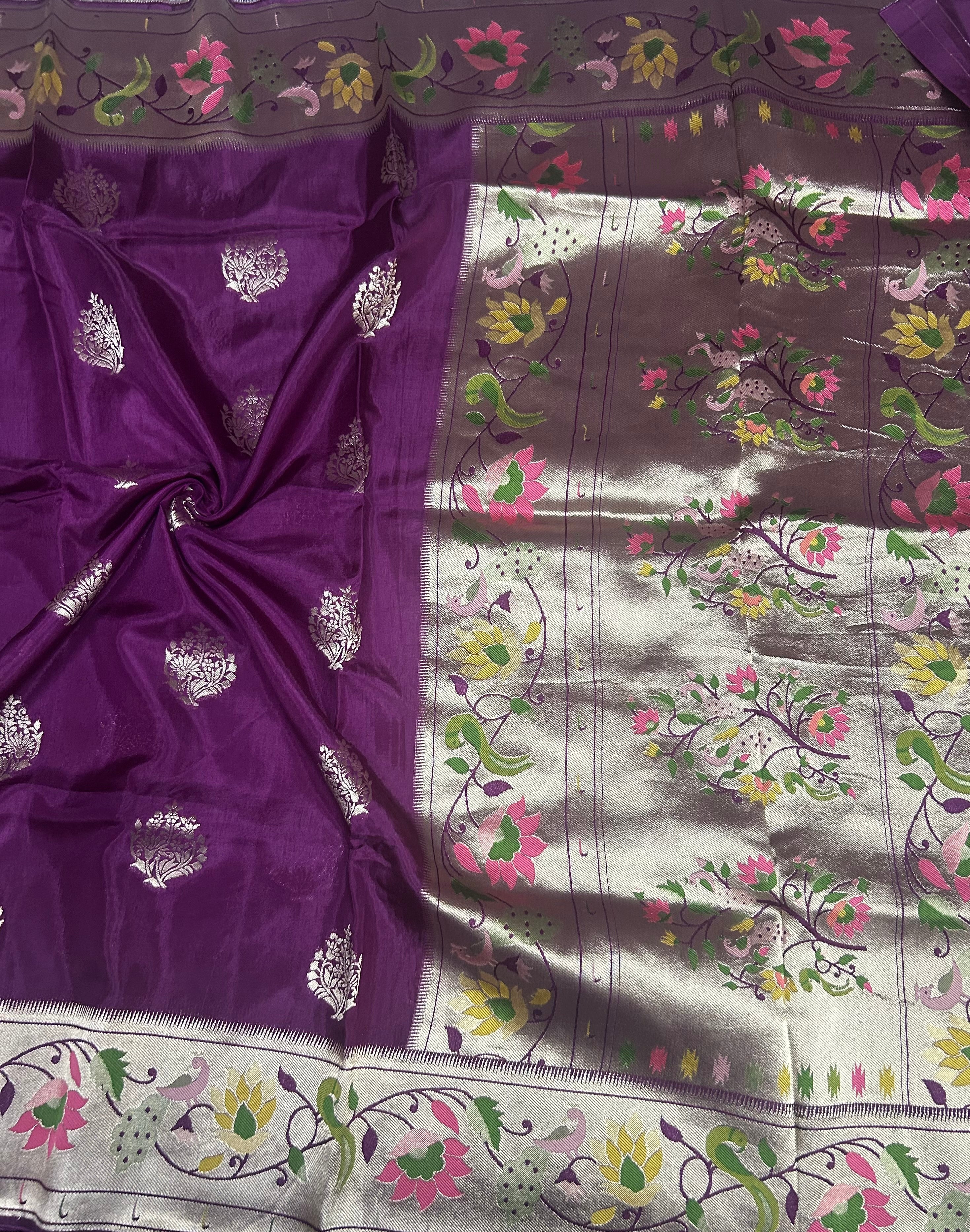 Wine Paithani border tussar crepe 106 saree