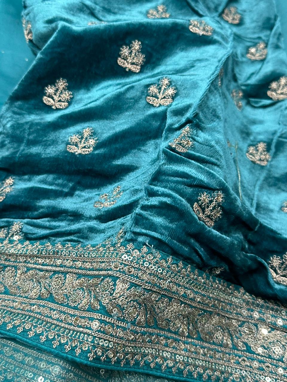 Sea blue sabyasachi inspired pure organza saree