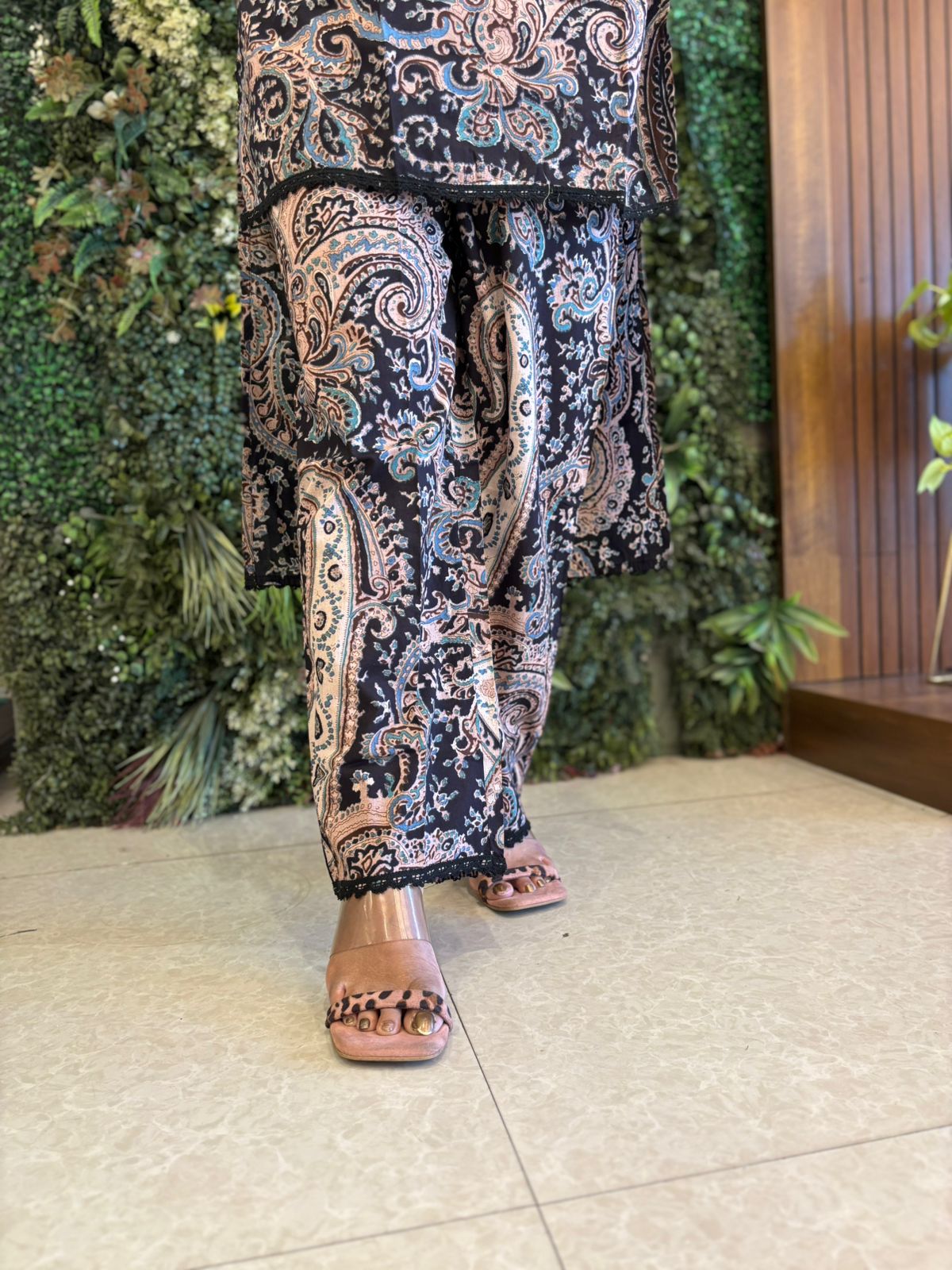 "KALI" Newy blue Kalamkari Mul Cotton Cord Set Kurtha