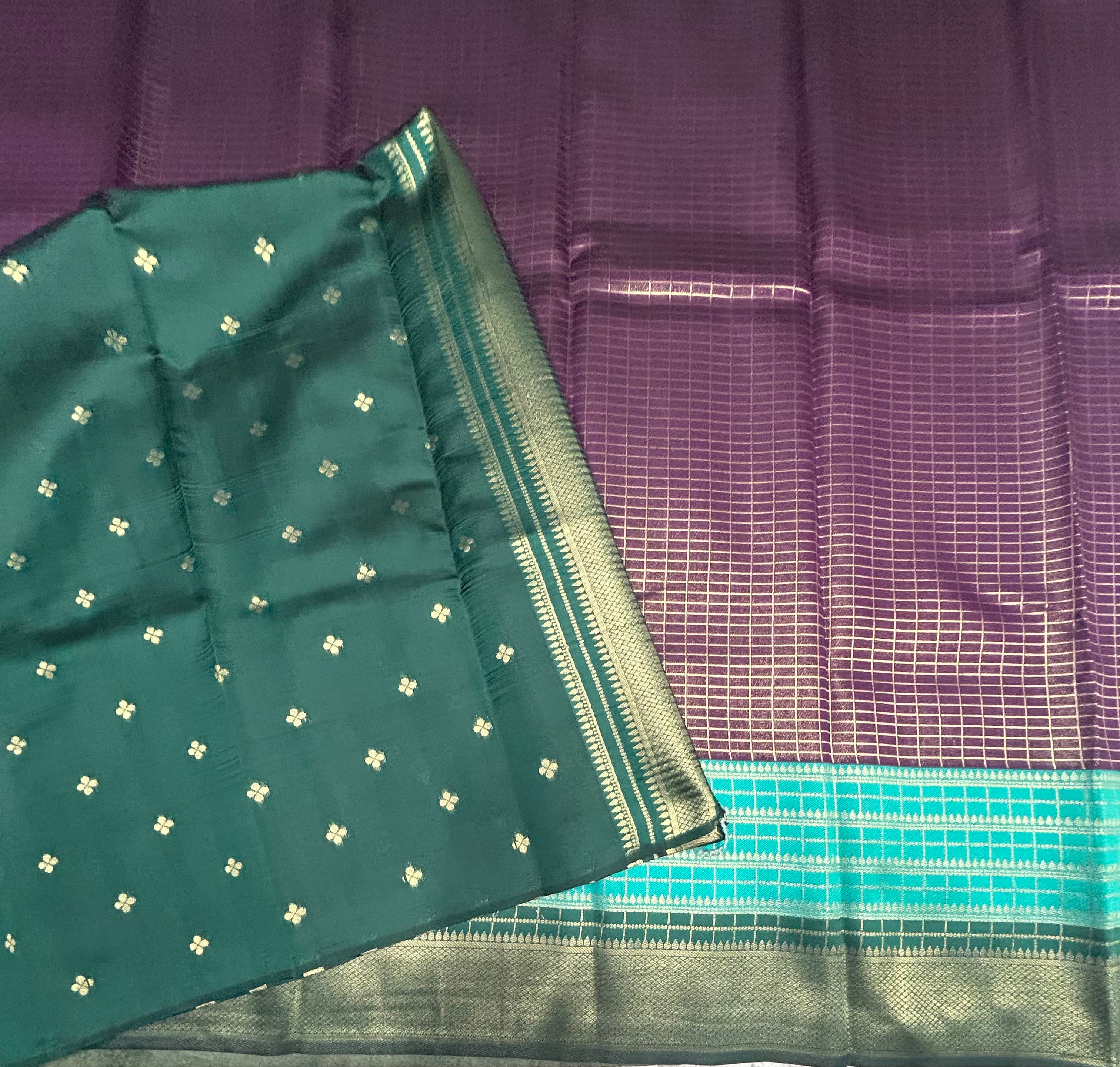 3d checks semi Mysore crepe silk saree