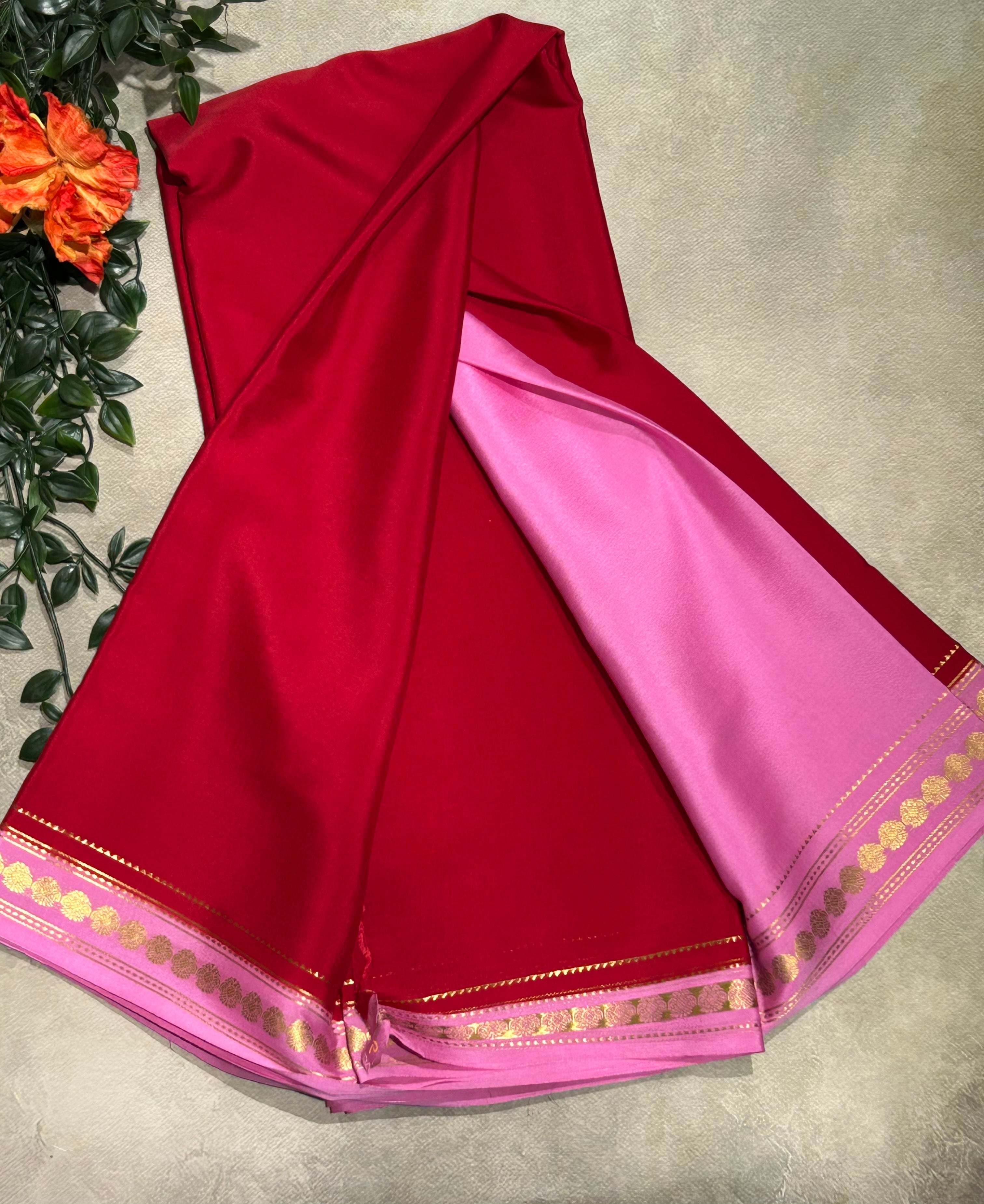 Red stripes border pure Mysore silk-103 saree