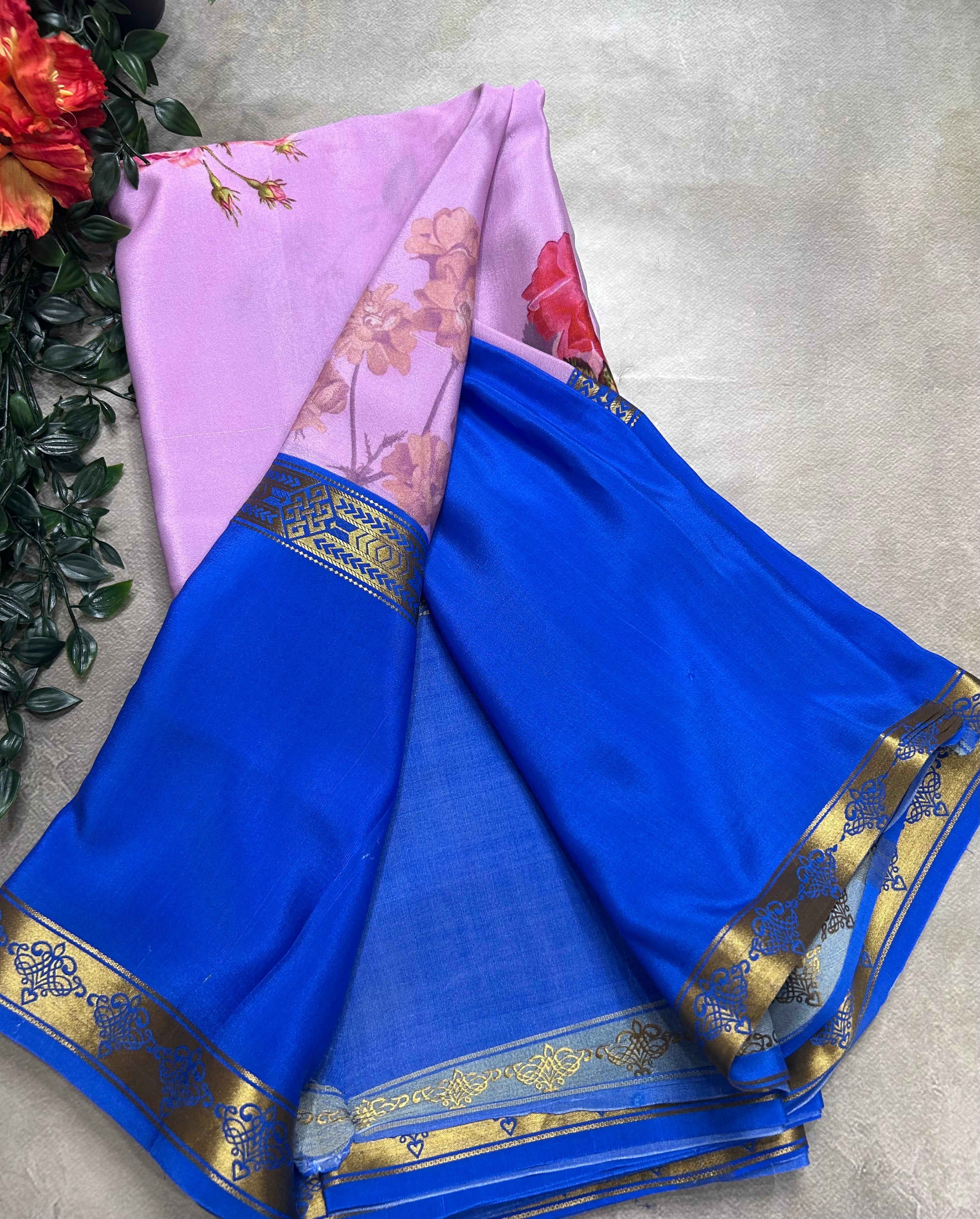 2D digital print pure mysore silk saree(DMS106)
