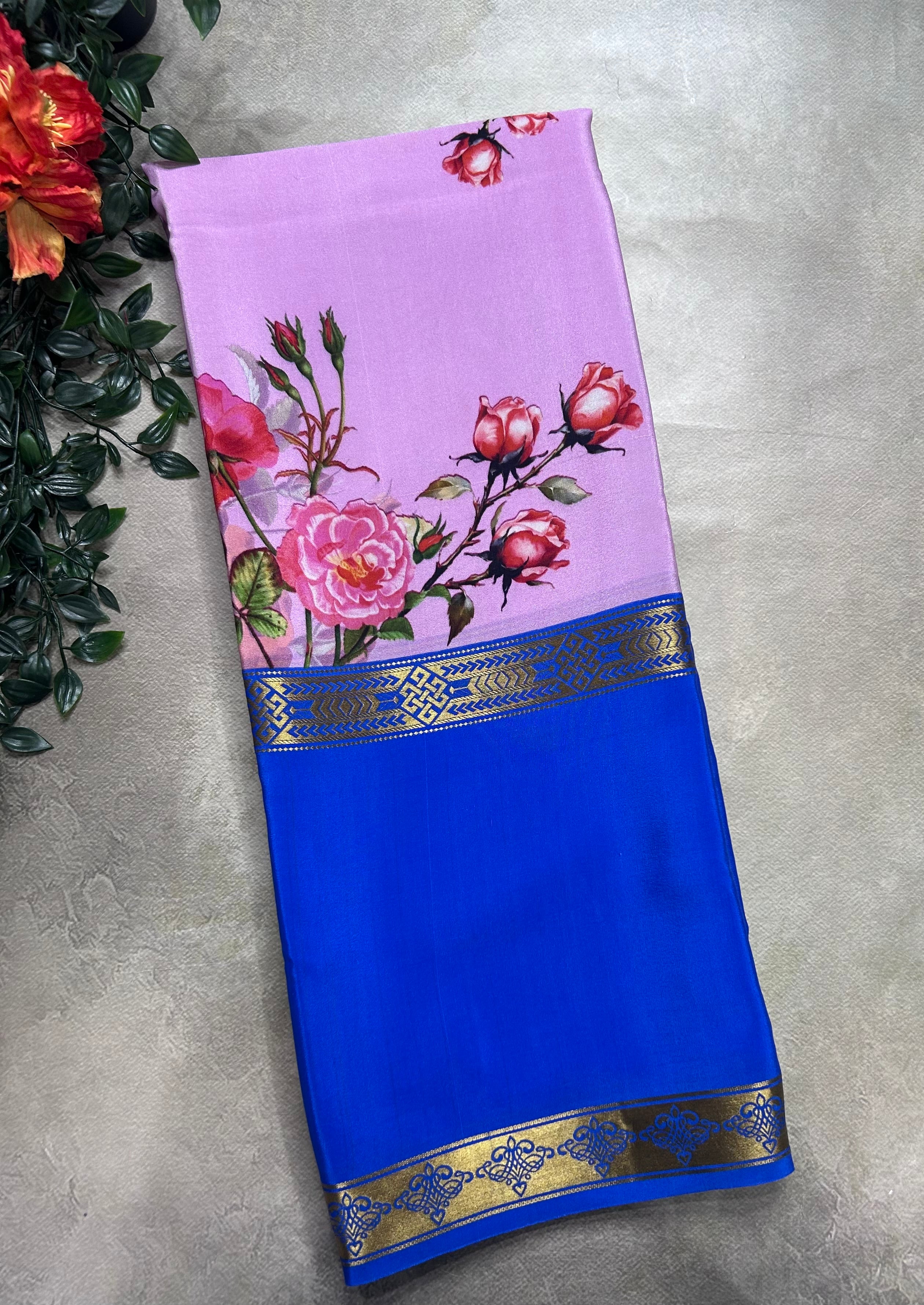 2D digital print pure mysore silk saree(DMS106)