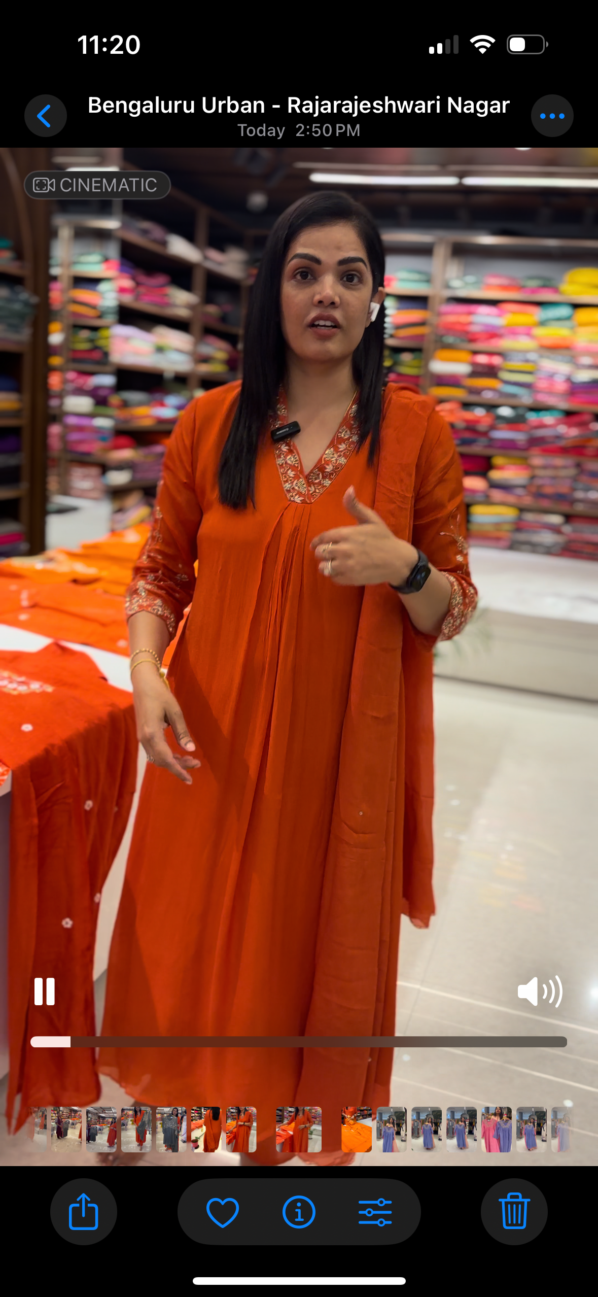 "Piya" Orange Chinnon Handwork Airline Kurtha 345