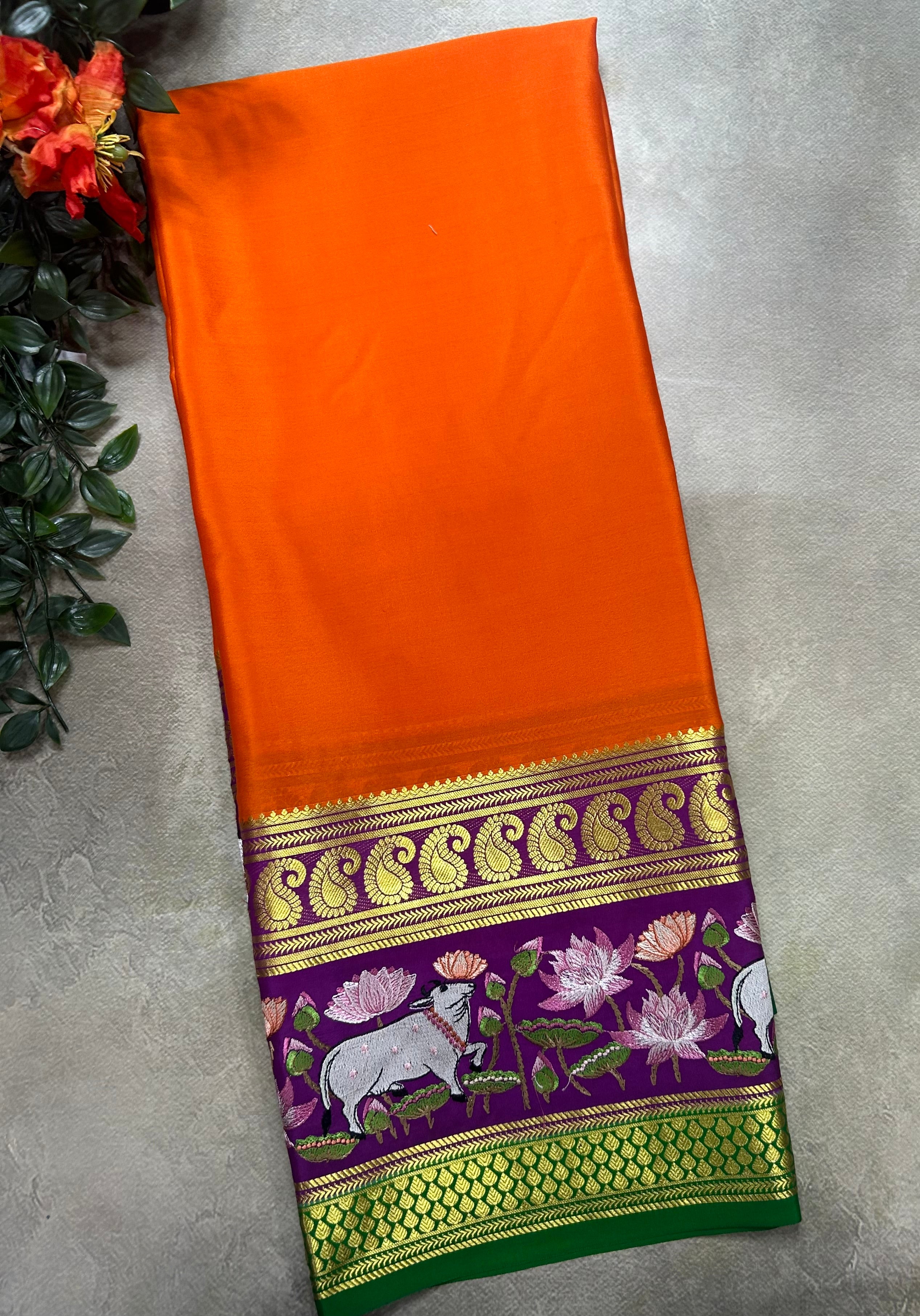 3D embroidery pure mysore silk-105 saree