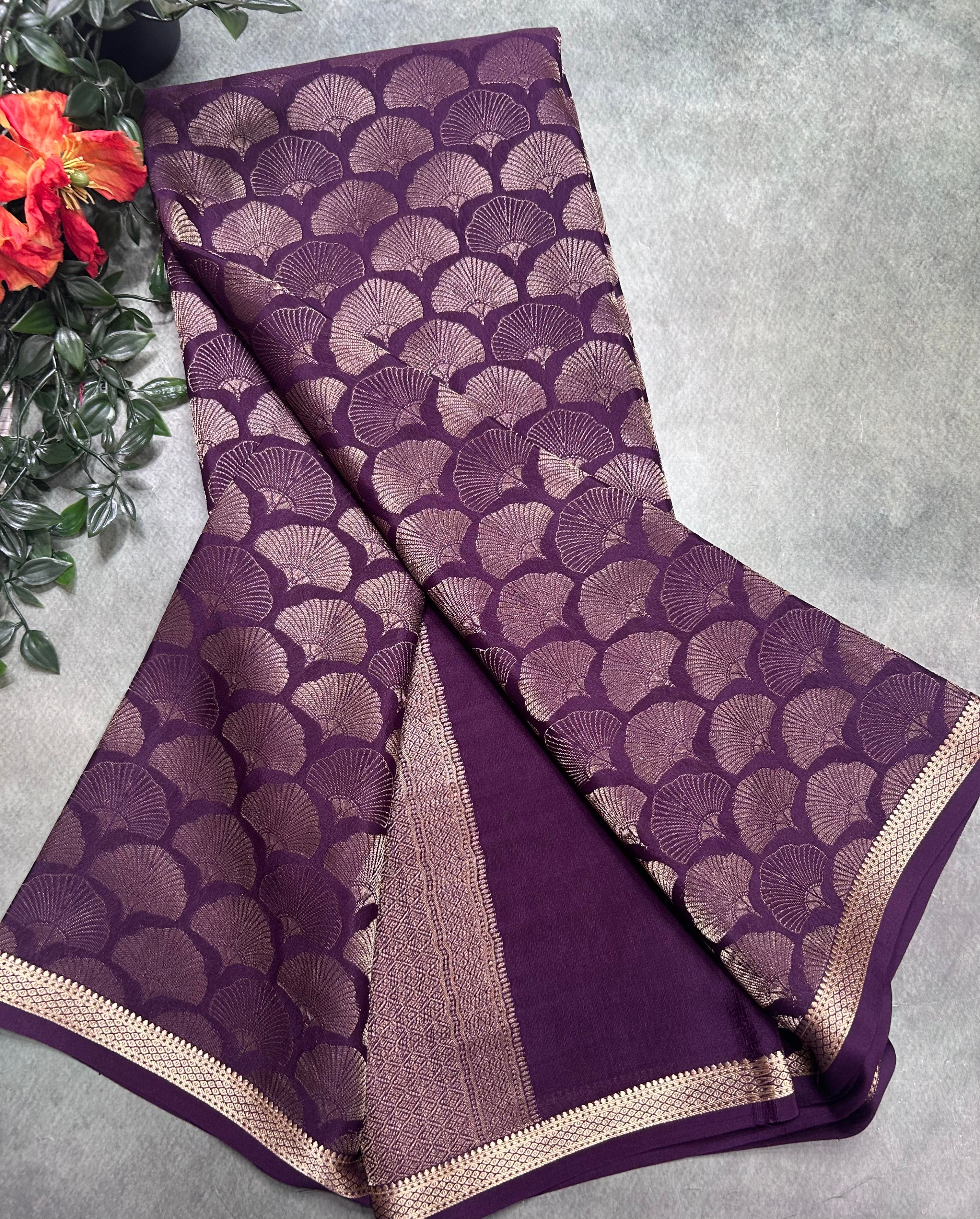 Wine brocade Pure Mysore Silk 106 Saree