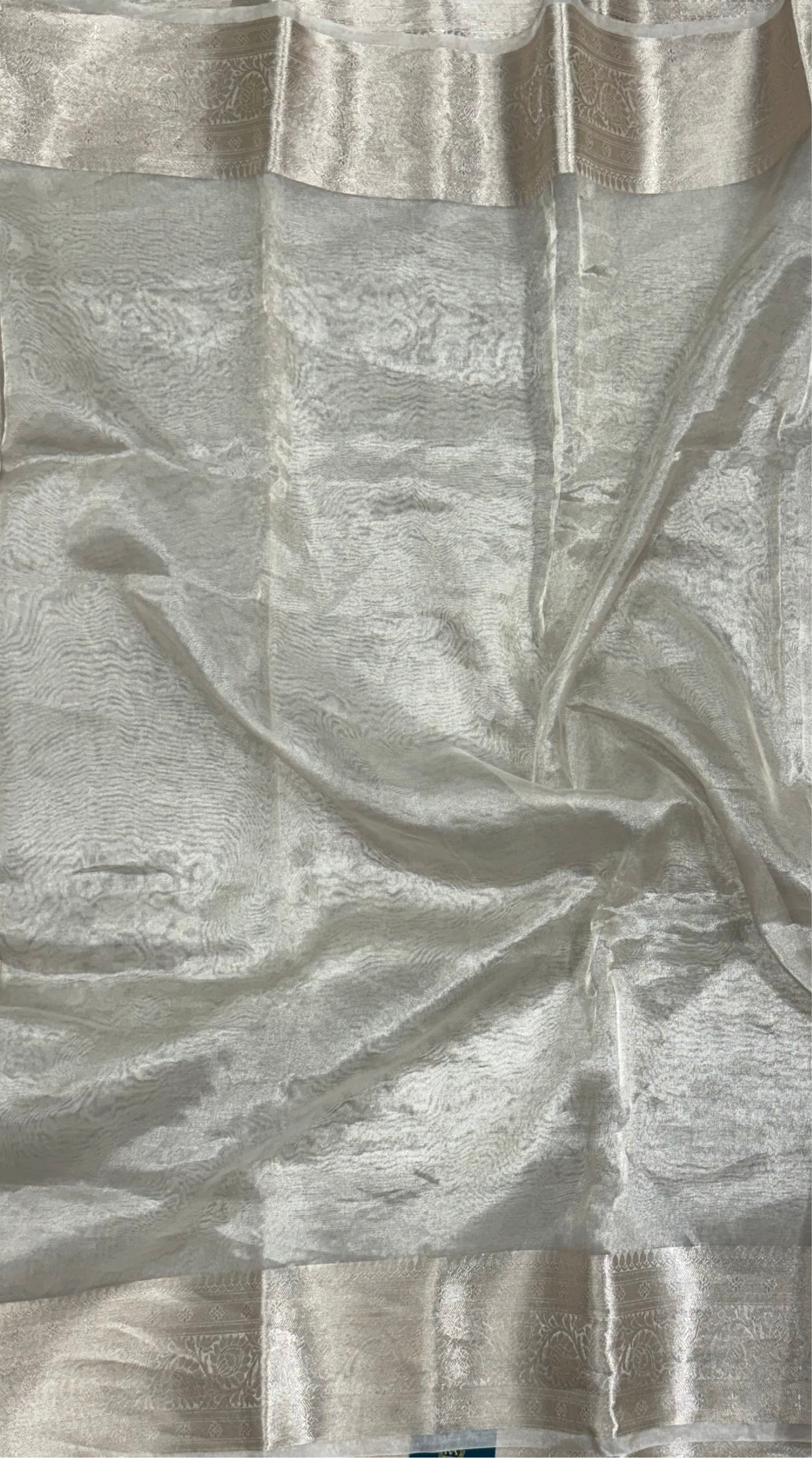 Silver 01 plain pure tissue saree